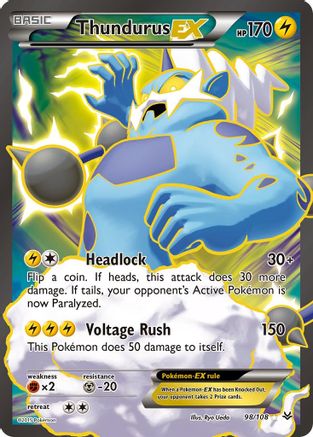 XY Roaring Skies 098/108 Thundurus EX (98 Full Art) - Holofoil - Ultra Rare