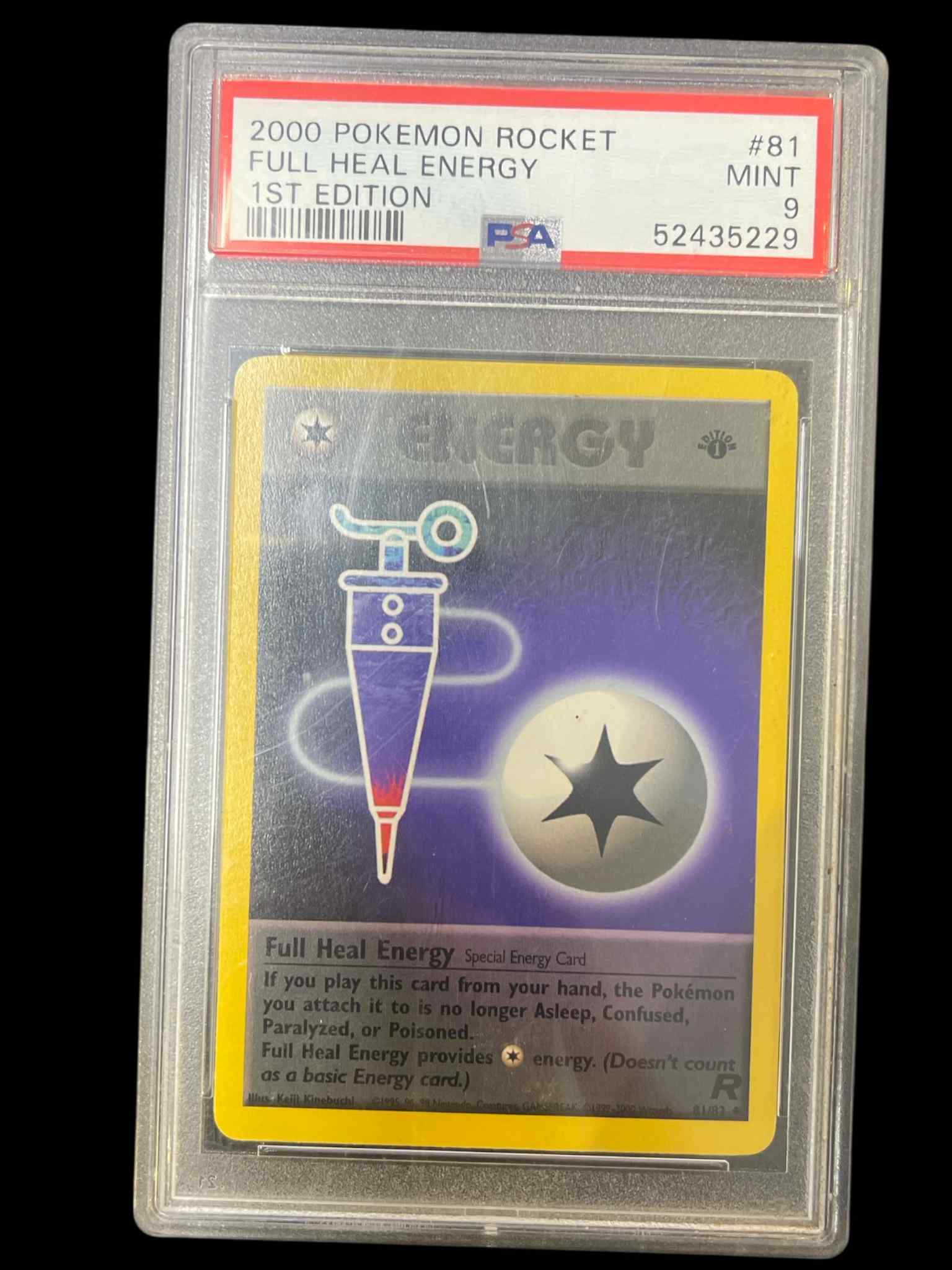 Team Rocket 081/82 PSA9 #52435229 Full Heal Energy - 1st Edition - Uncommon