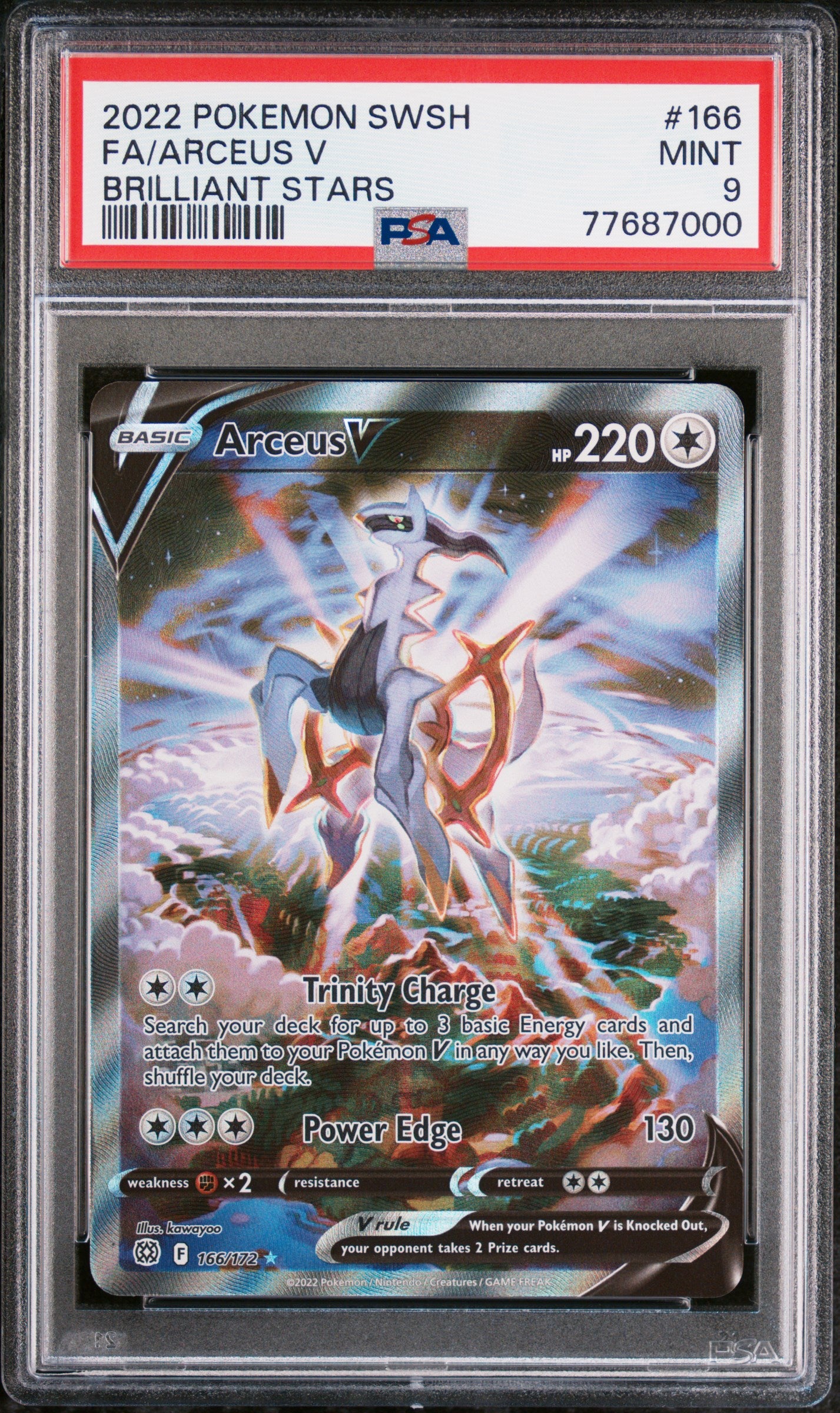 SWSH09 Brilliant Stars 166/172 PSA9 #77687000 Arceus V (Alternate Full Art) - Holofoil - Ultra Rare