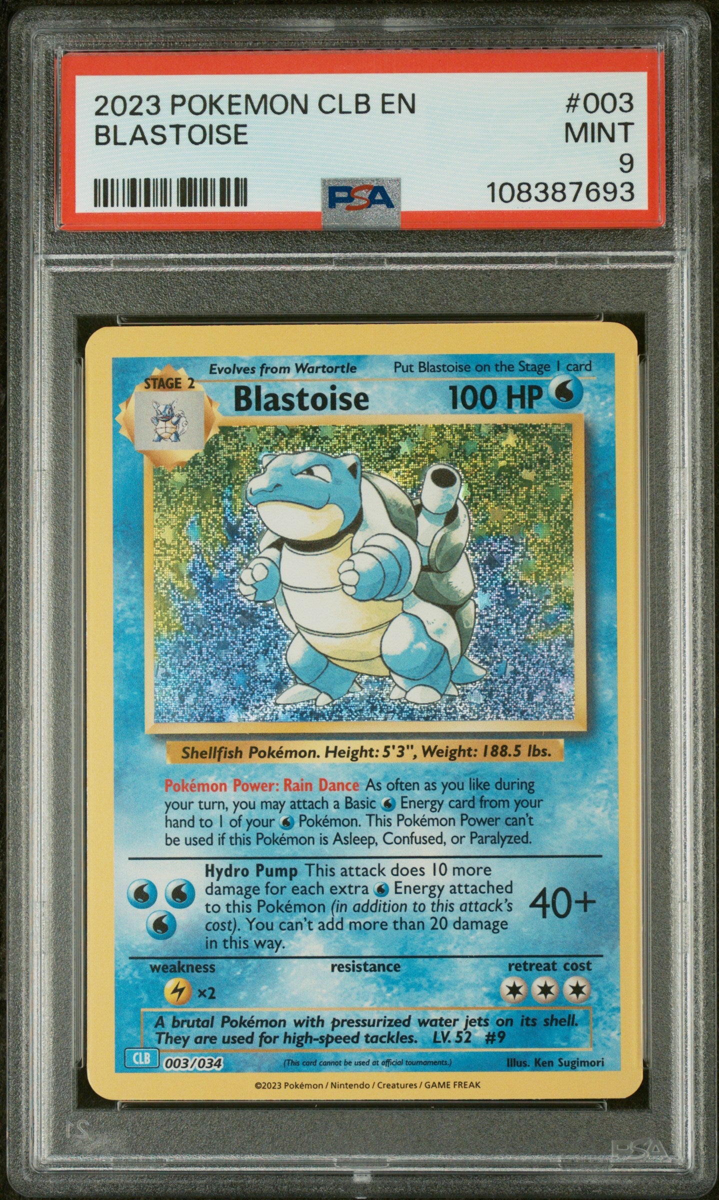 Trading Card Game Classic 003/034 PSA9 #108387693 Blastoise - Holofoil - Classic Collection
