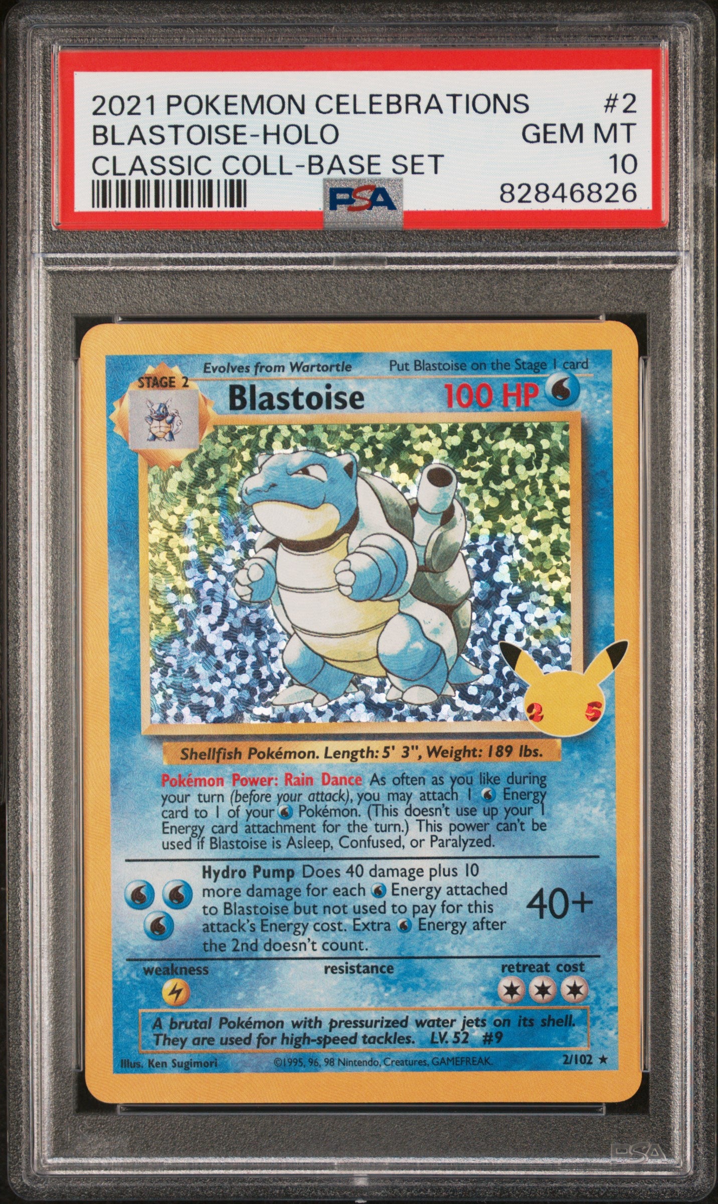 Celebrations Classic Collection 002/102 PSA10 #82846826 Blastoise - Holofoil - Classic Collection