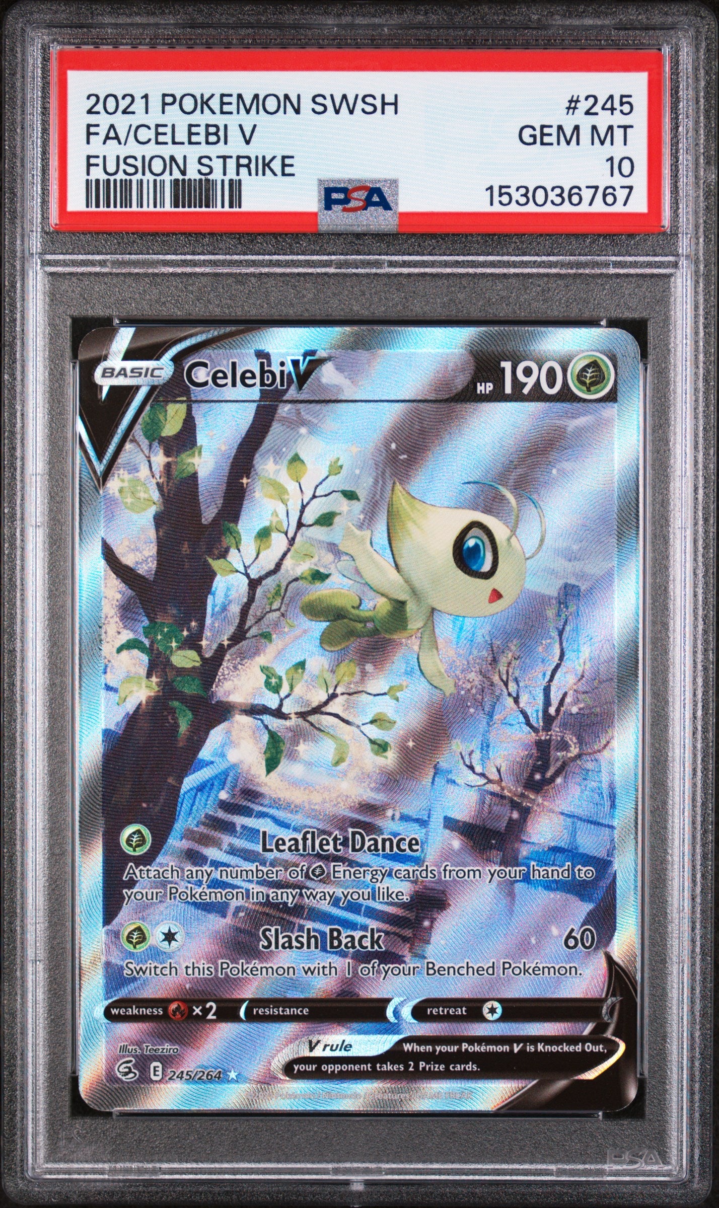 SWSH08 Fusion Strike 245/264 PSA10 #153036767 Celebi V (Alternate Full Art) - Holofoil - Ultra Rare