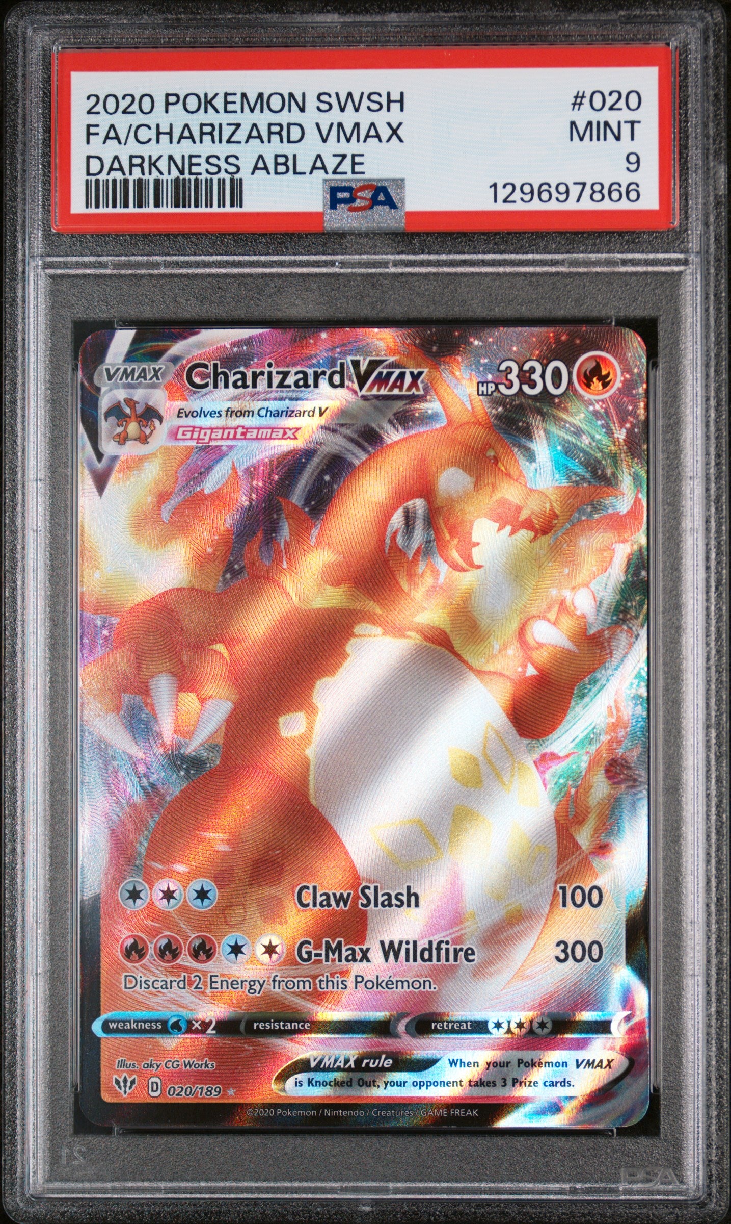 SWSH03 Darkness Ablaze 020/189 PSA9 #129697866 Charizard VMAX - Holofoil - Ultra Rare