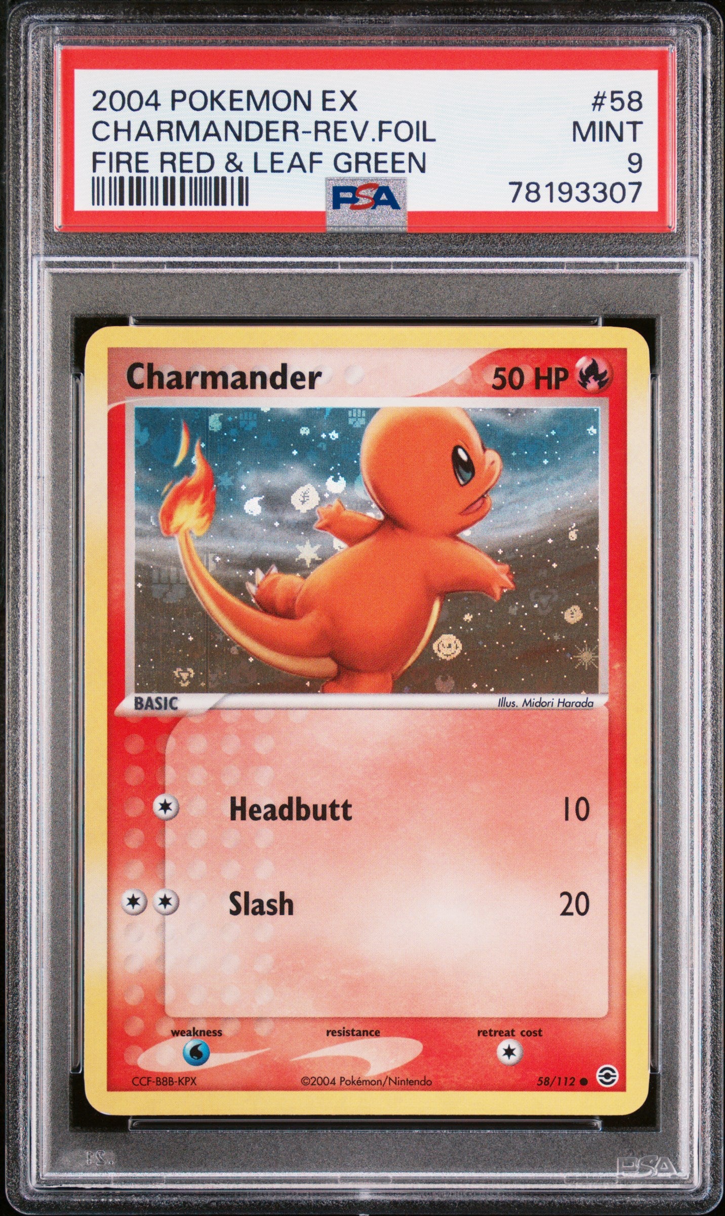 FireRed & LeafGreen 058/112 PSA9 #78193307 Charmander - Reverse Holofoil - Common