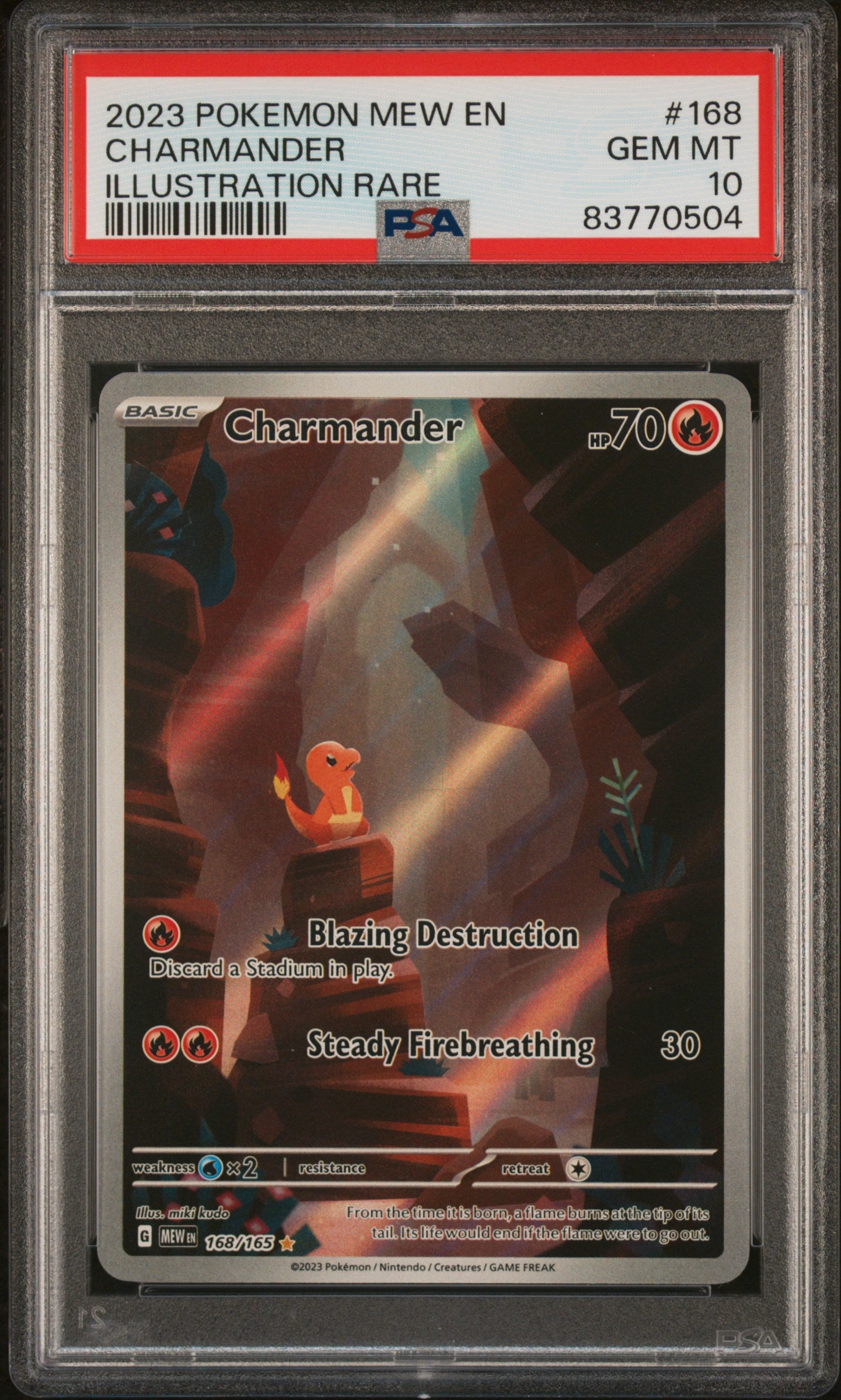 SV Scarlet & Violet 151 168/165 PSA10 #83770504 Charmander - Holofoil - Illustration Rare