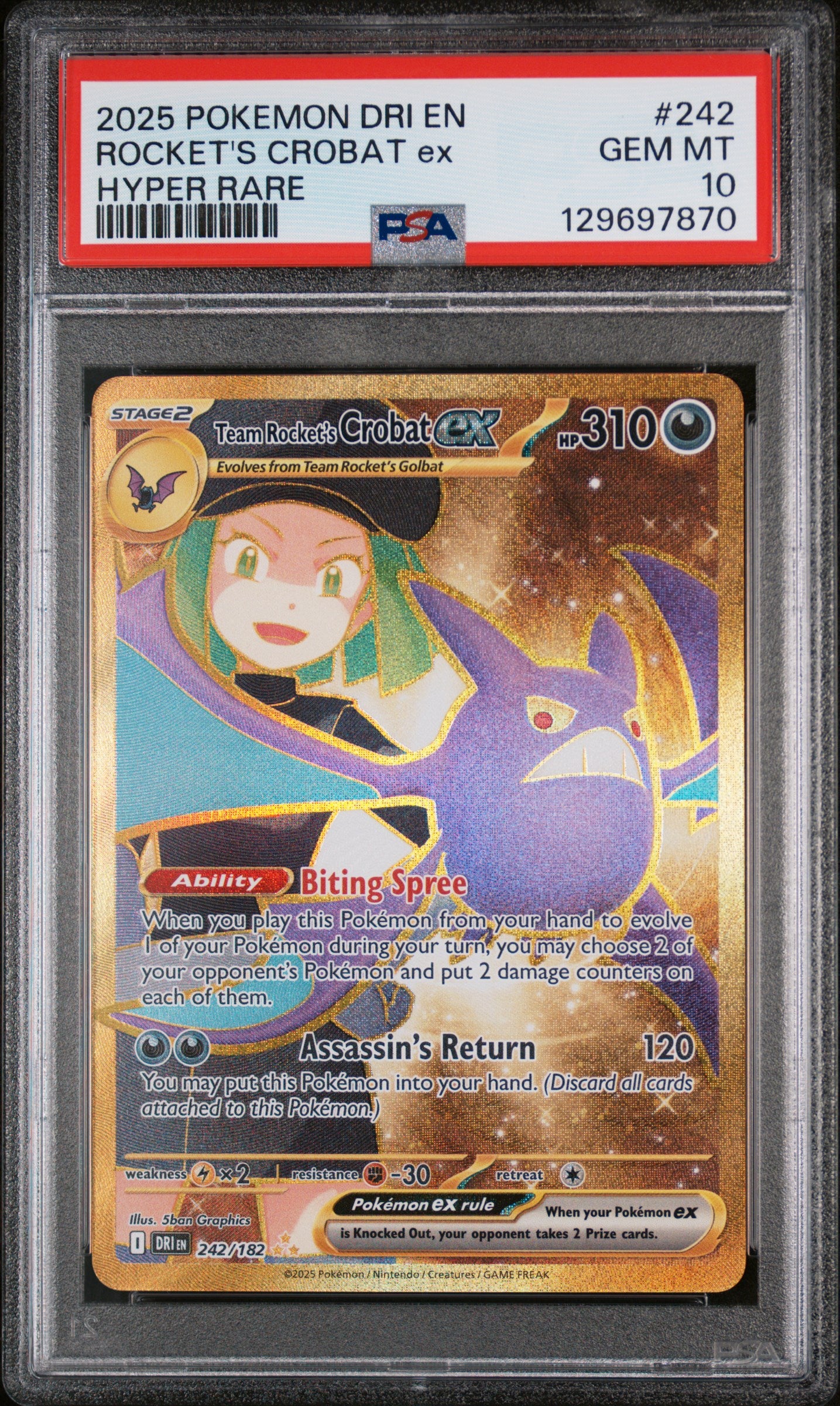 SV10 Destined Rivals 242/182 PSA10 #129697870 Team Rocket's Crobat ex - Holofoil - Hyper Rare