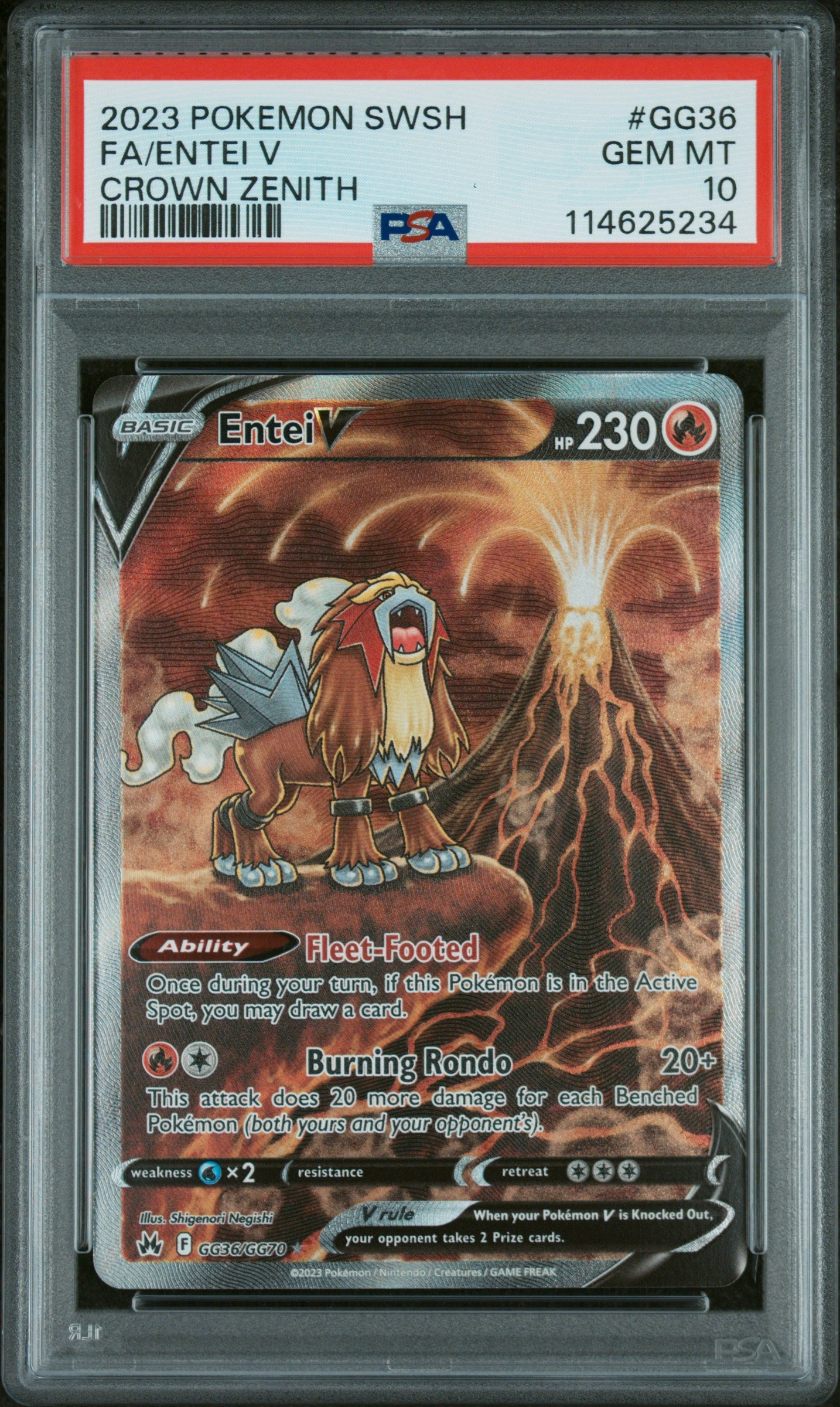 Crown Zenith Galarian Gallery GG36/GG70 PSA10 #114625234 Entei V - Holofoil - Ultra Rare