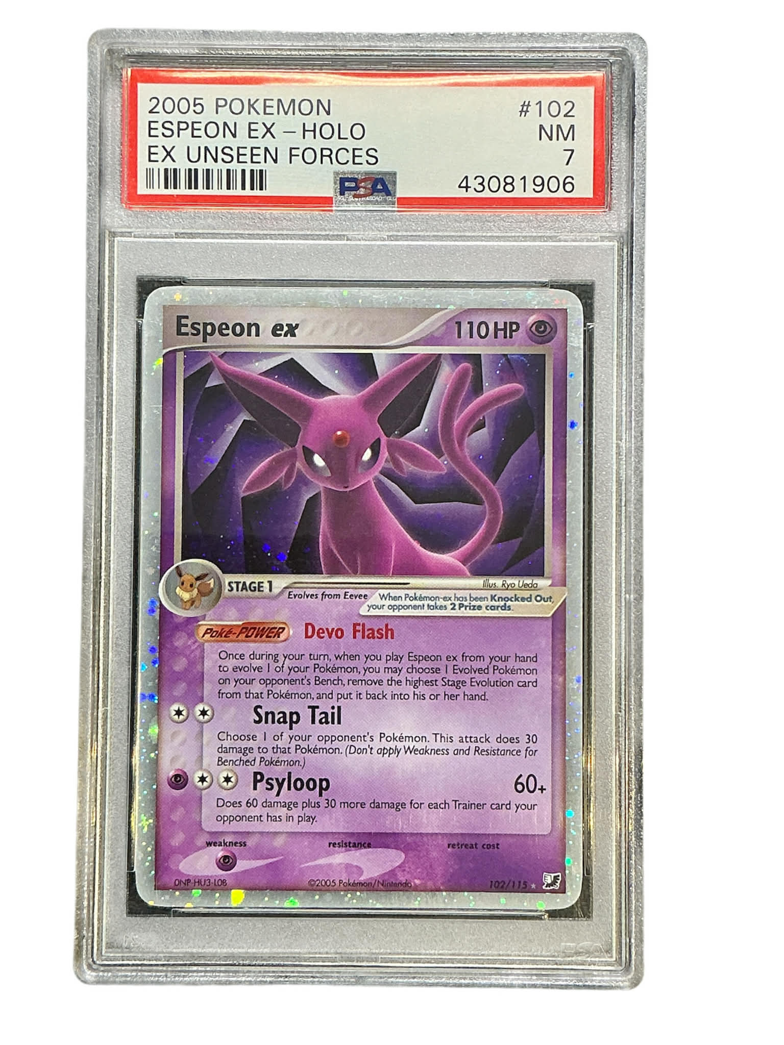 Unseen Forces 102 PSA7 #43081906 Espeon ex - Holofoil - Ultra Rare