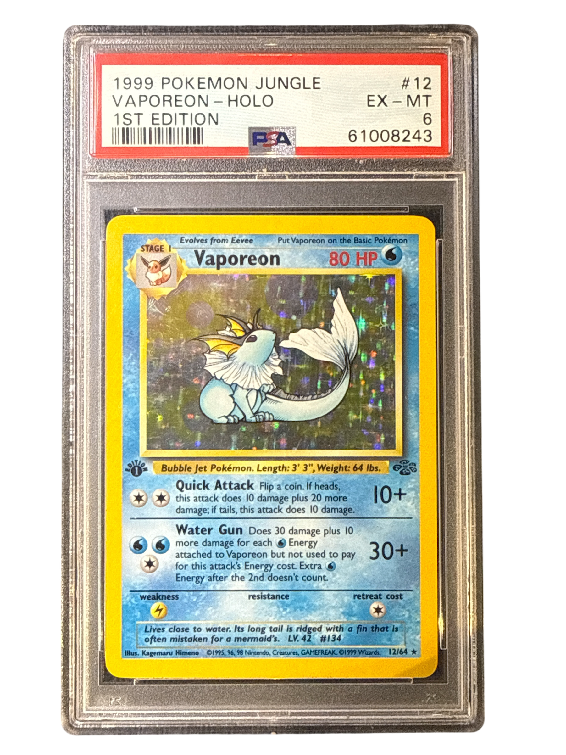 Jungle 012/64 PSA6 #61008243 Vaporeon (12) - 1st Edition Holofoil - Holo Rare