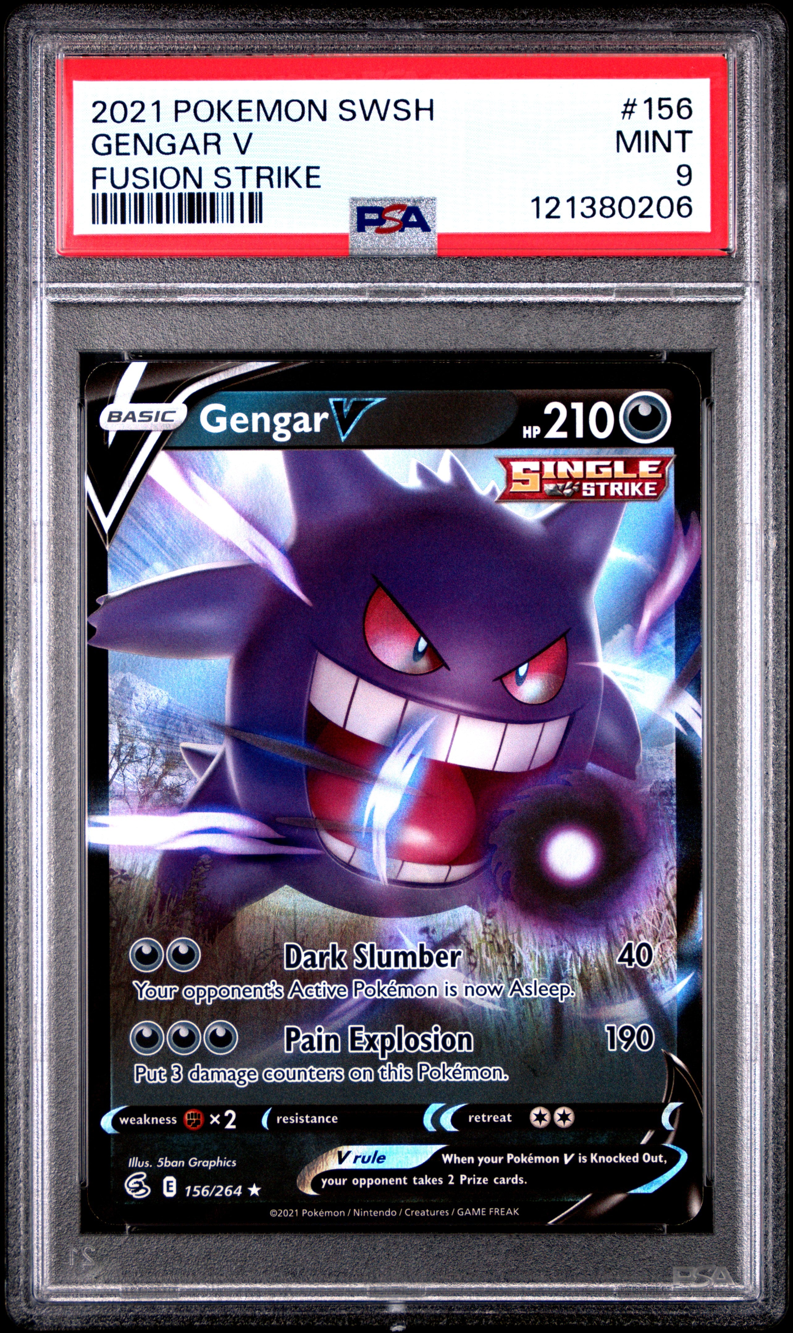 SWSH08 Fusion Strike 156/264 PSA9 #121380206 Gengar V - Holofoil - Ultra Rare