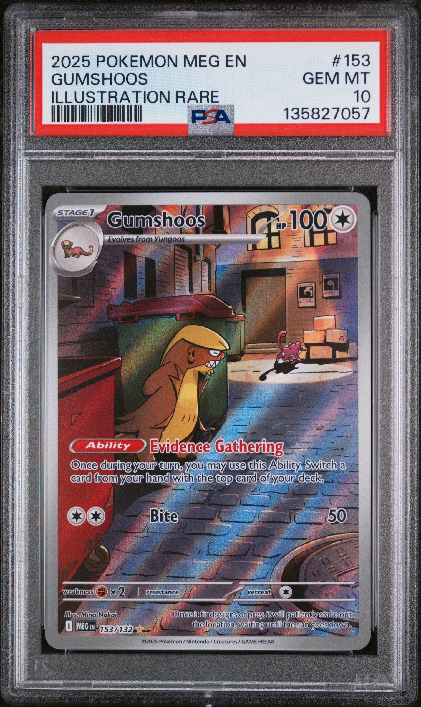 ME01 Mega Evolution 153/132 PSA10 #135827057 Gumshoos - Holofoil - Illustration Rare