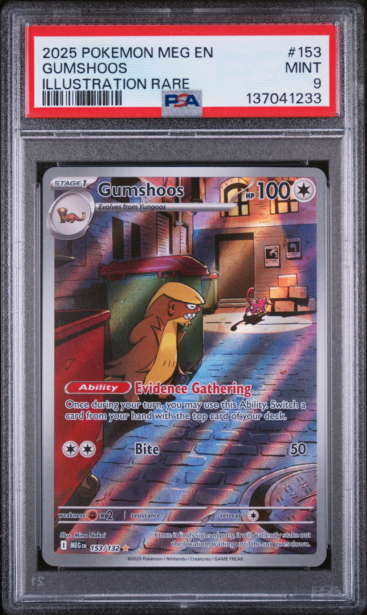 ME01 Mega Evolution 153/132 PSA9 #137041233 Gumshoos - Holofoil - Illustration Rare