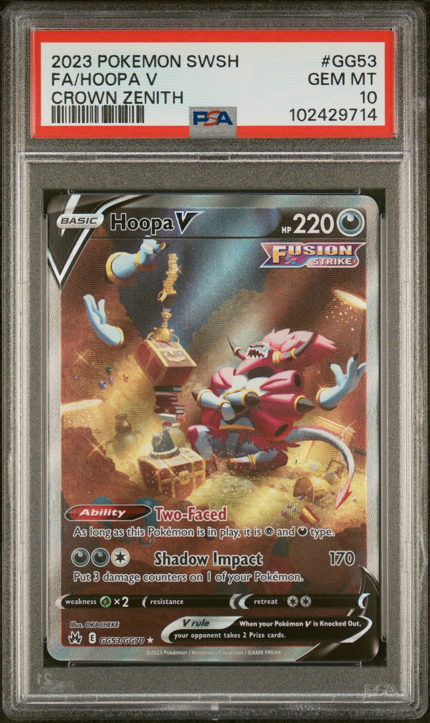 Crown Zenith Galarian Gallery GG53/GG70 PSA 10 #102429714 Hoopa V - Holofoil - Ultra Rare