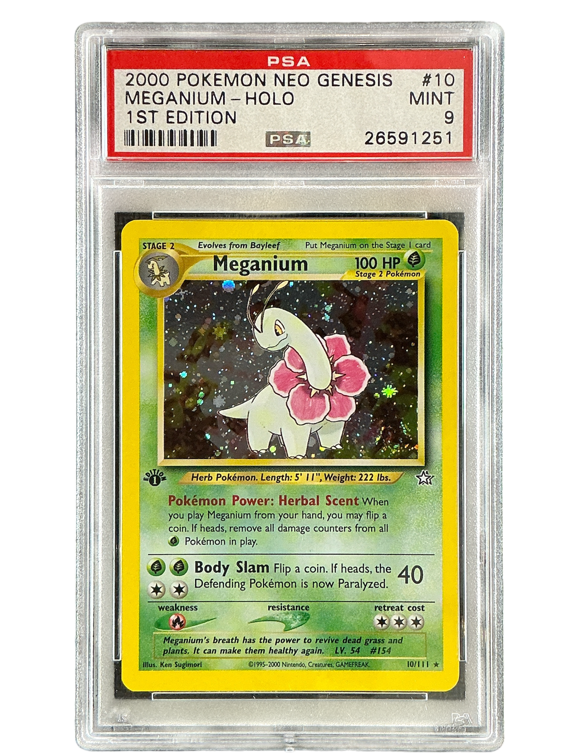 Neo Genesis 010/111 PSA9 #26591251 Meganium (10) - 1st Edition Holofoil - Holo Rare