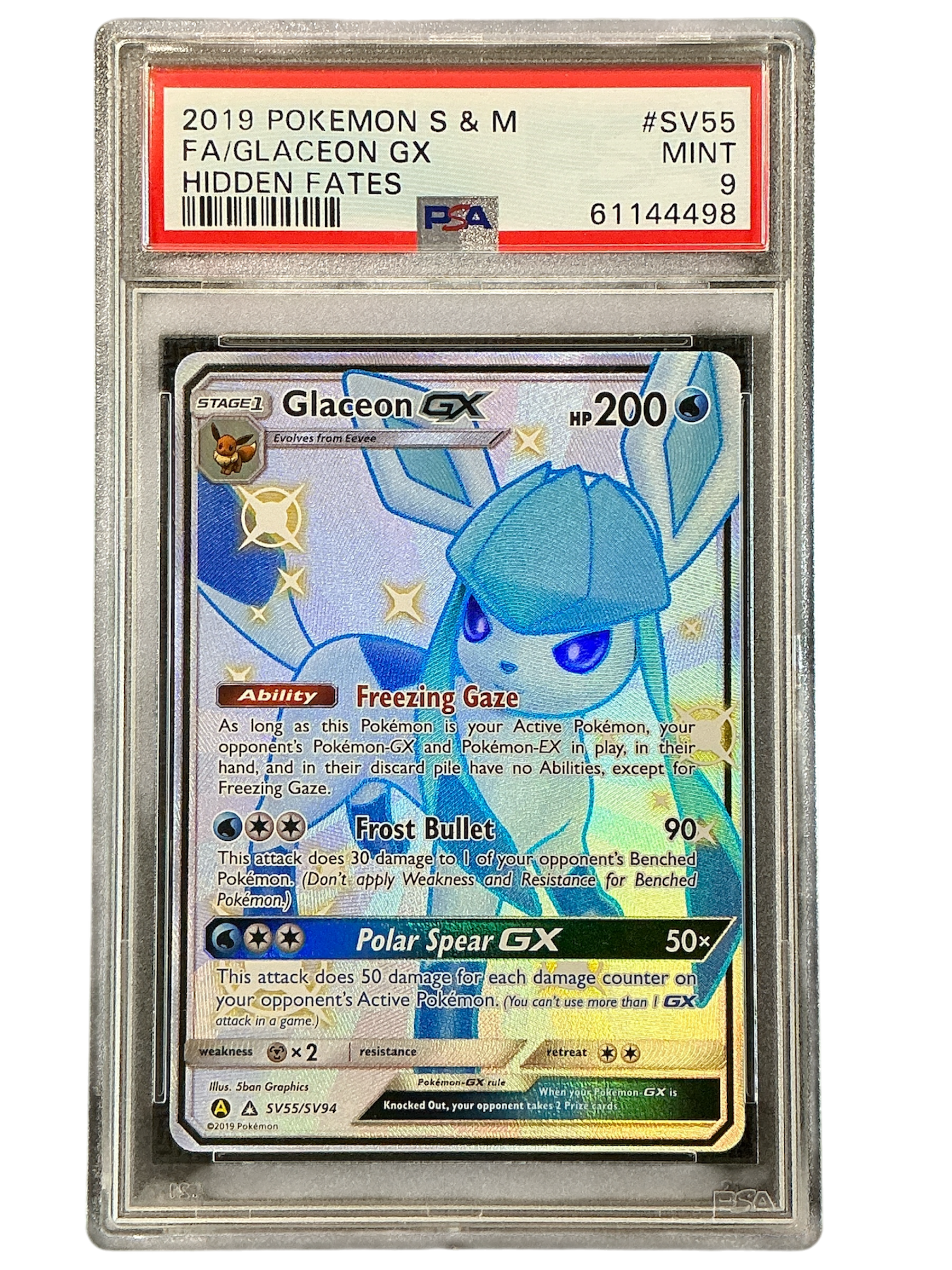 Hidden Fates Shiny Vault SV55/SV94 PSA9 #61144498 Glaceon GX - Holofoil - Shiny Holo Rare