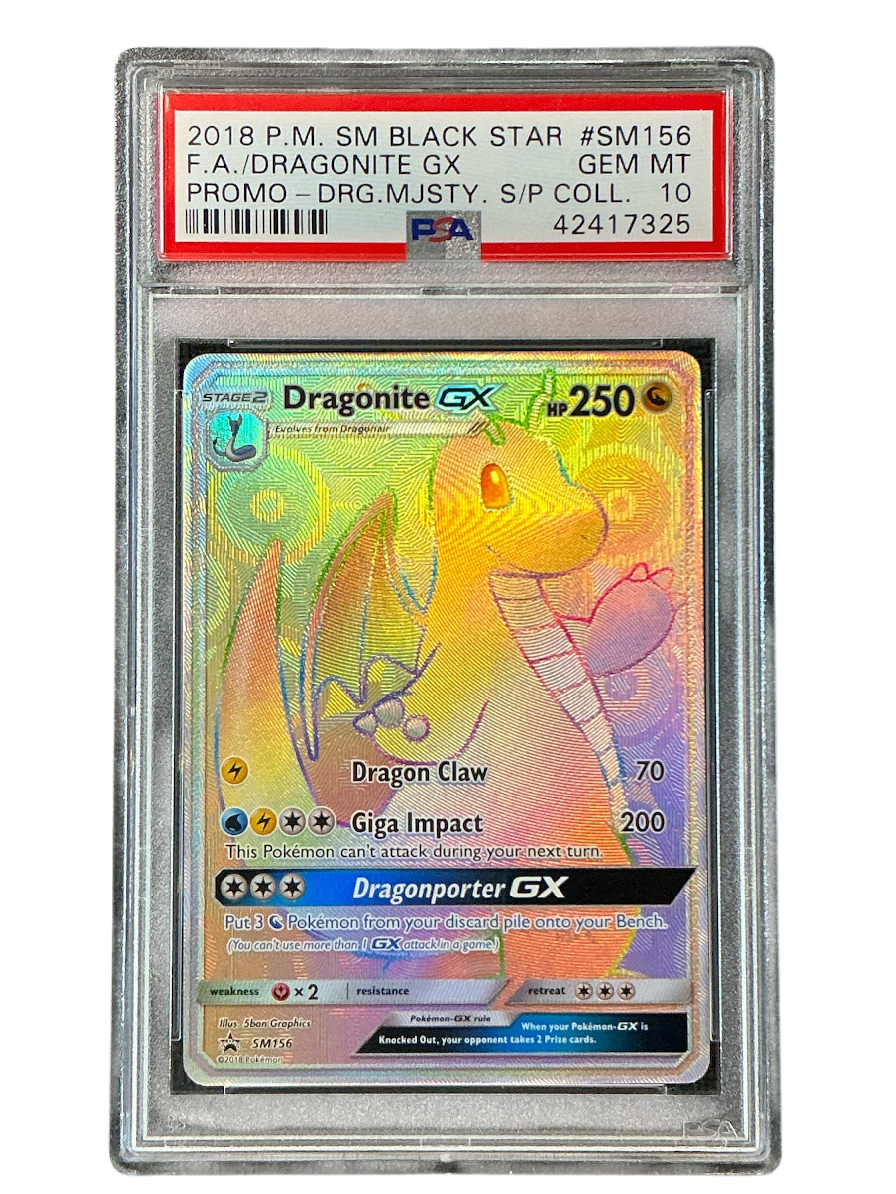 SM Promos SM156 PSA10 #42417325 Dragonite GX - Holofoil - Promo