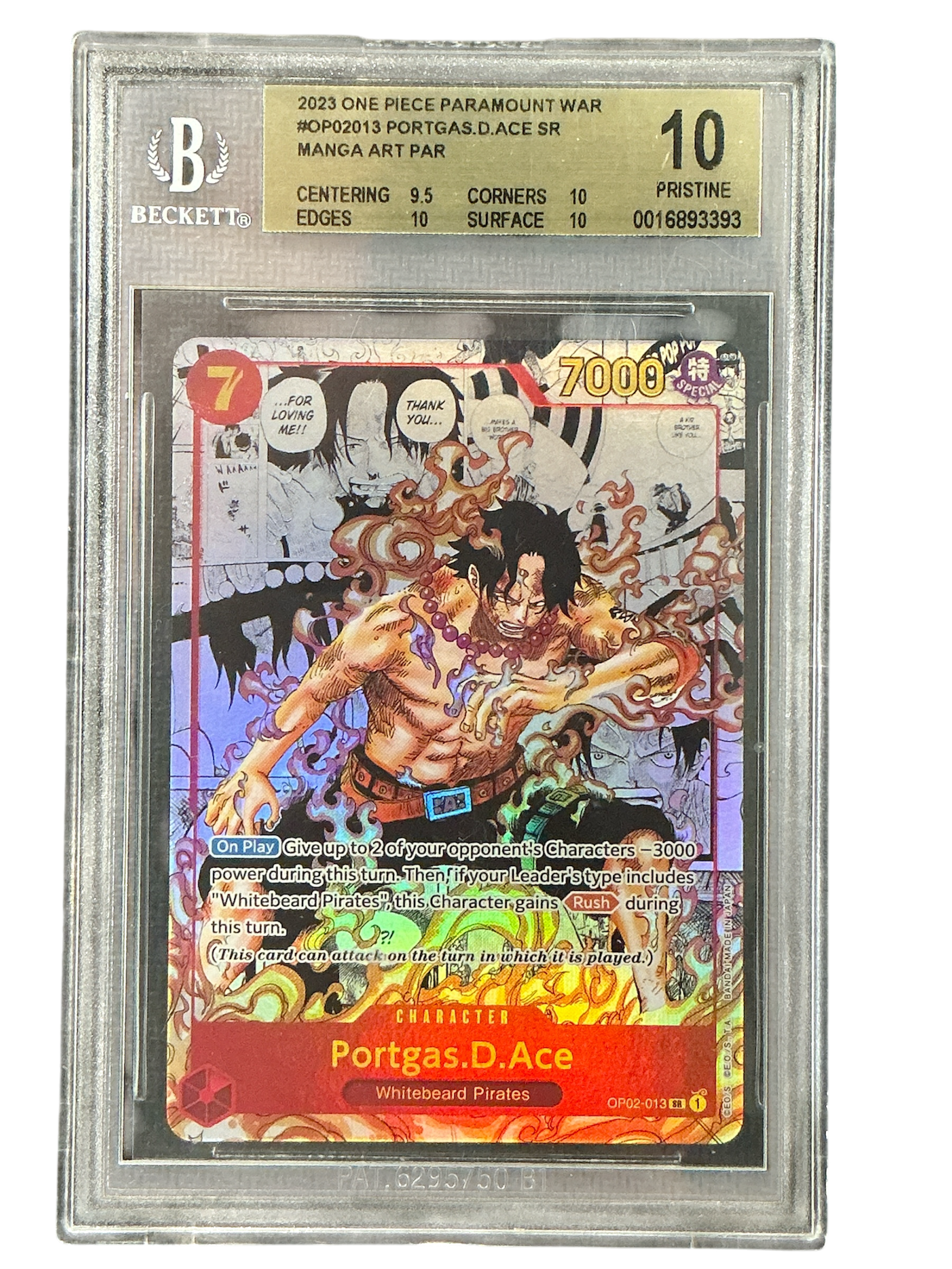 Paramount War OP02-013 BCG10 Pristine #0016893393 Portgas.D.Ace (Parallel) (Manga) (Alternate Art) (OP02-013) - Foil - Super Rare