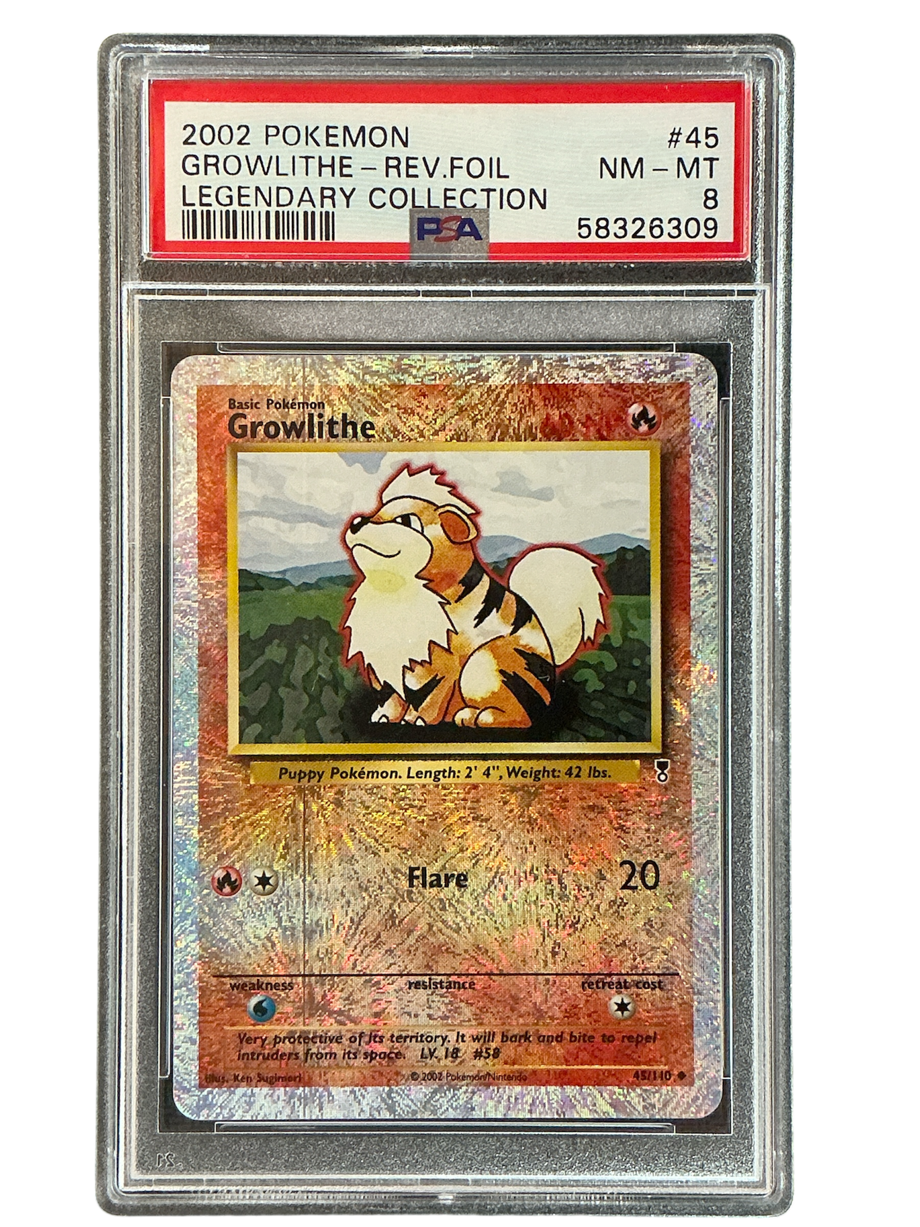 Legendary Collection 045/110 PSA8 #58326309 Growlithe - Reverse Holofoil - Uncommon