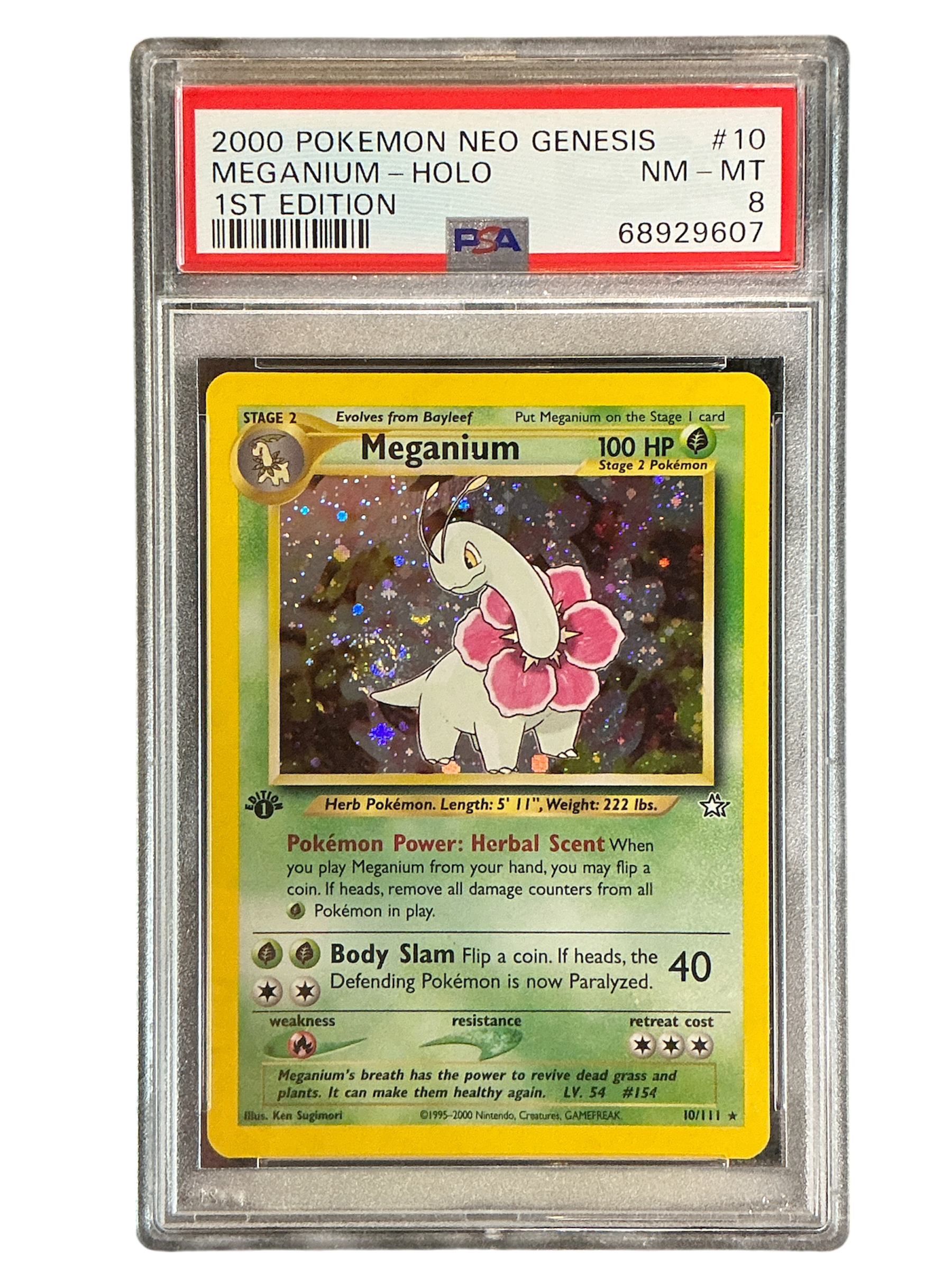 Neo Genesis 010/111 PSA8 #68929607 Meganium (10) - 1st Edition Holofoil - Holo Rare