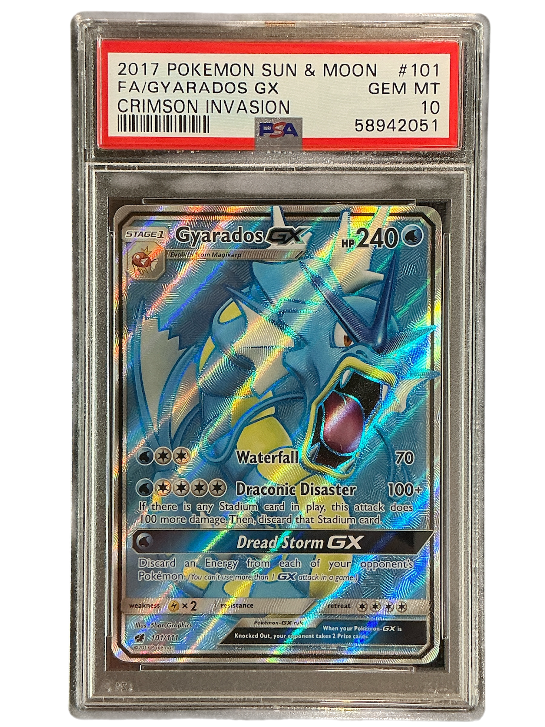 SM Crimson Invasion 101/111 PSA10 #58942051 Gyarados GX (Full Art) - Holofoil - Ultra Rare