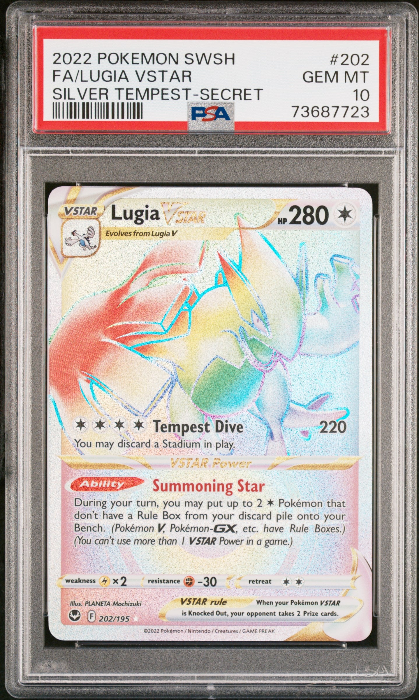 SWSH12 Silver Tempest 202/195 PSA10 #73687723 Lugia VSTAR (Secret) (202) - Holofoil - Secret Rare