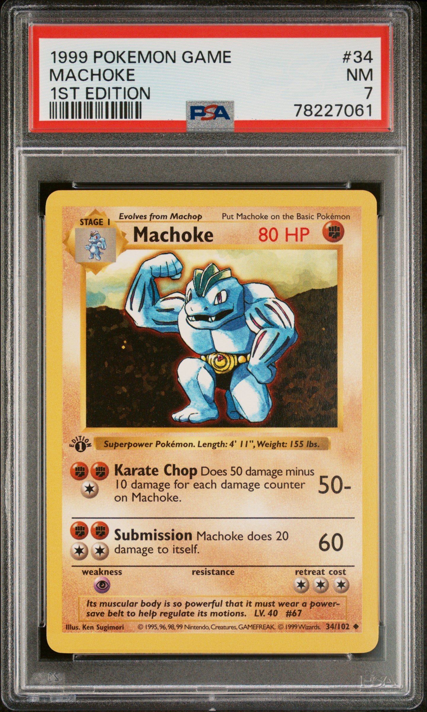 Base Set Shadowless 034/102 PSA7 #78227061 Machoke - 1st Edition - Uncommon