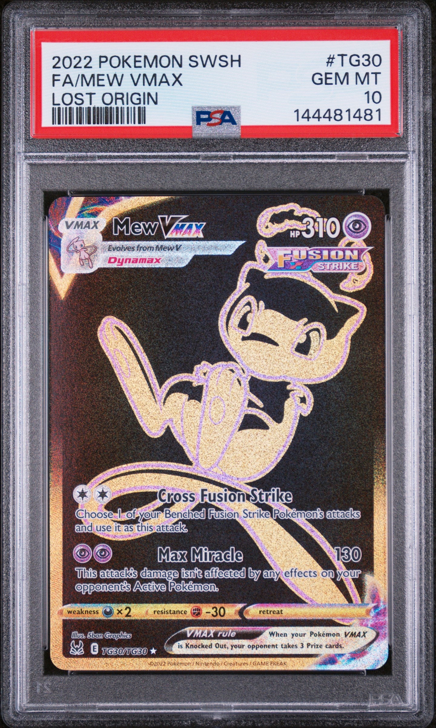SWSH11 Lost Origin Trainer Gallery TG30/TG30 PSA10 #144481481 Mew VMAX (Secret) - Holofoil - Secret Rare