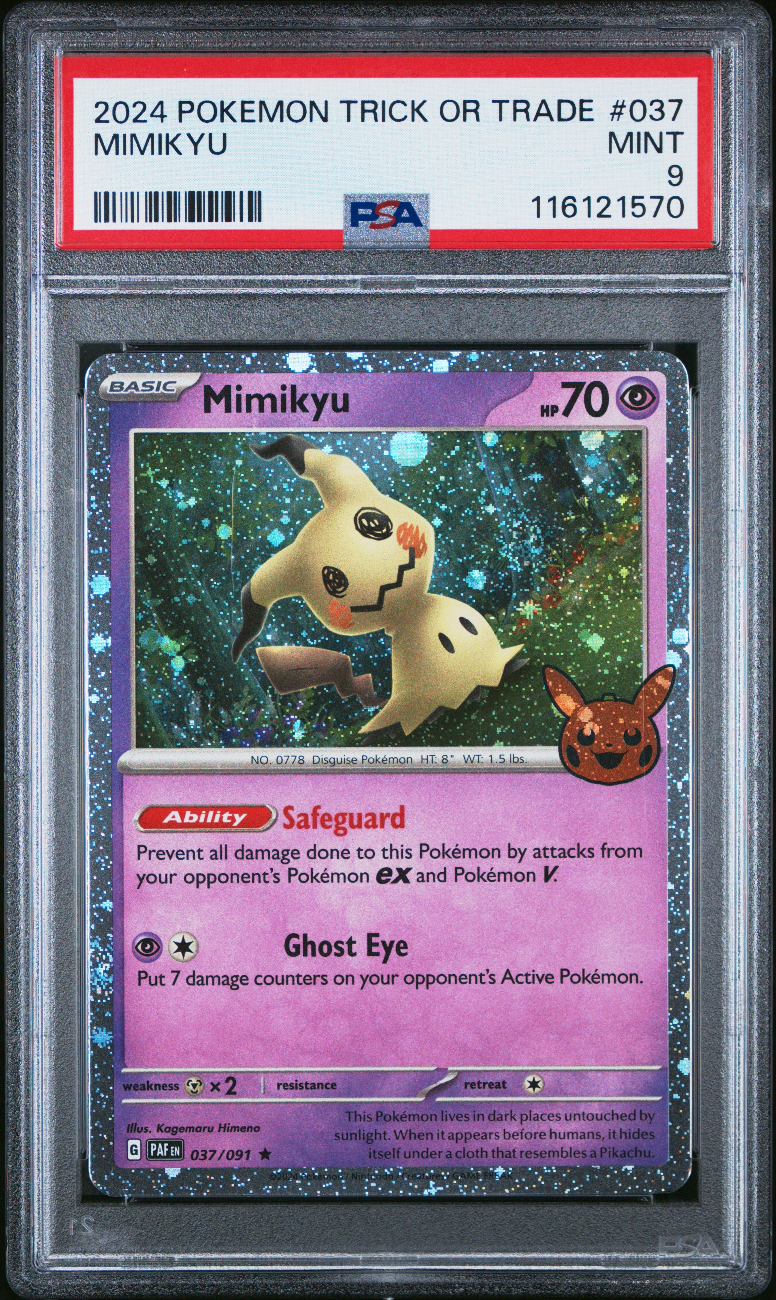 Trick or Trade BOOster Bundle 2024 037/091 PSA9 #116121570 Mimikyu - Holofoil - Holo Rare