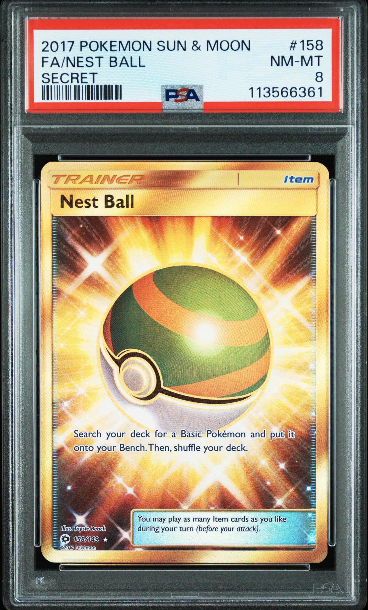 SM Base Set 158/149 PSA8 113566361 Nest Ball (Secret) - Holofoil - Secret Rare