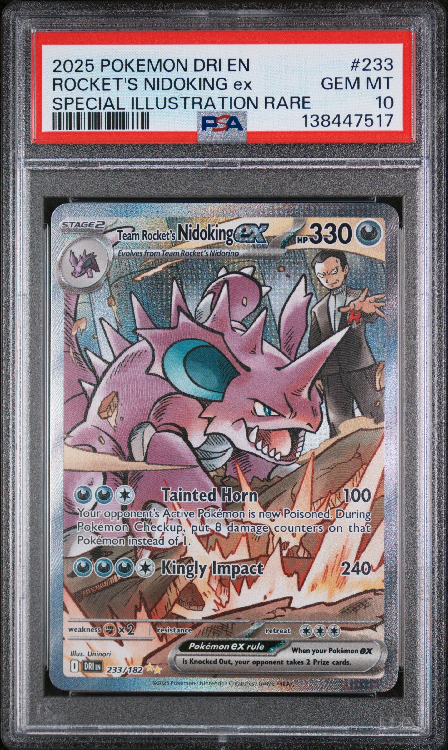 SV10 Destined Rivals 233/182 PSA10 #138447517 Team Rocket's Nidoking ex - Holofoil - Special Illustration Rare