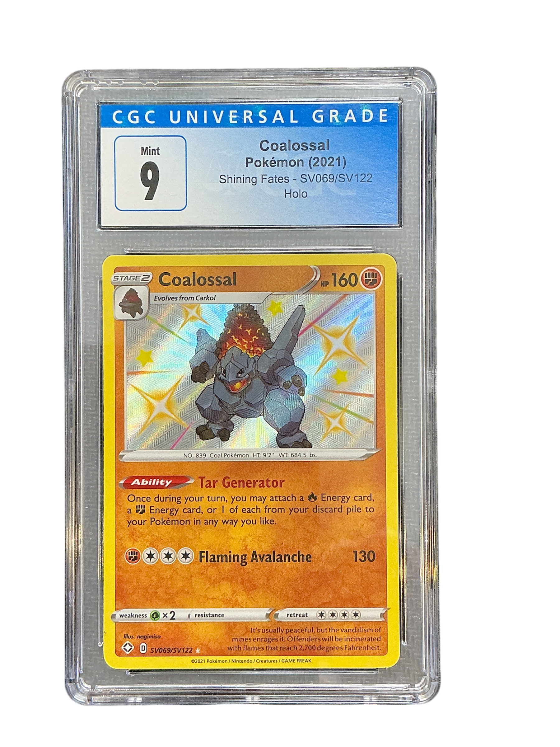 Shining Fates Shiny Vault SV069/SV122 CGC9 3866209015 Coalossal - Holofoil - Shiny Holo Rare