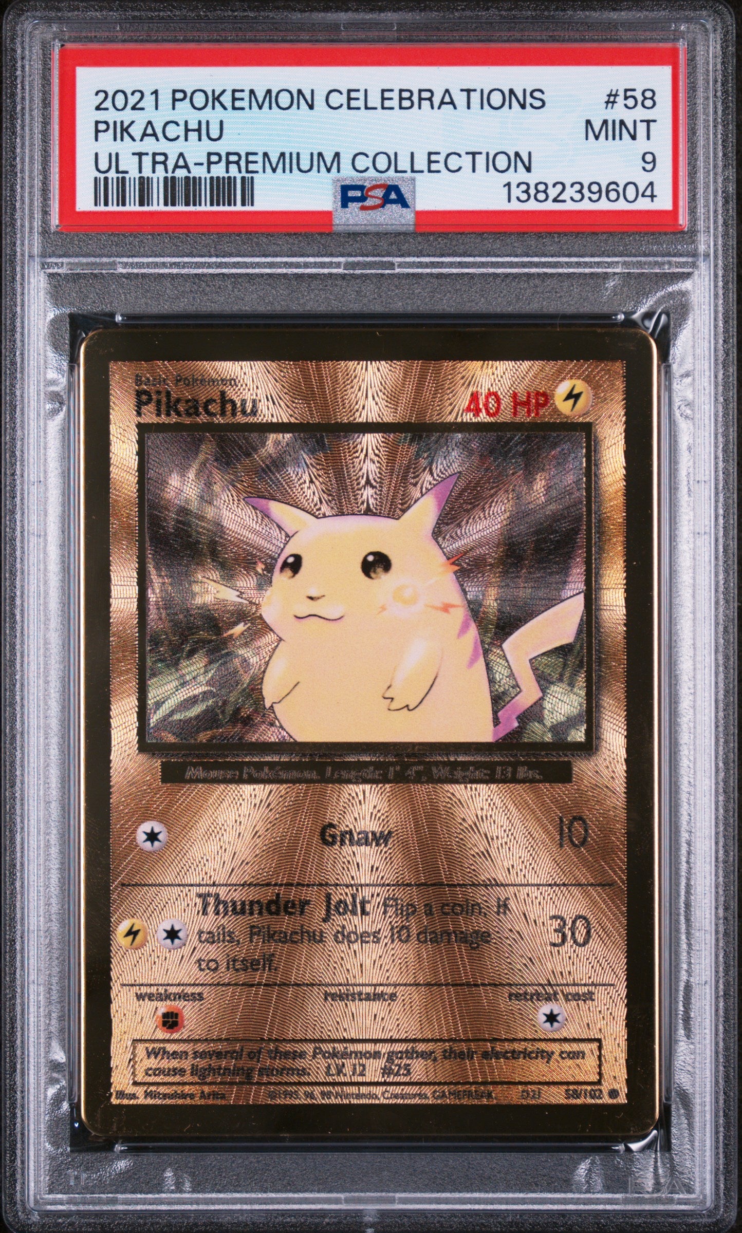 Miscellaneous Cards & Products 058/102 PSA9 #138239604 Pikachu METAL - Holofoil - Promo