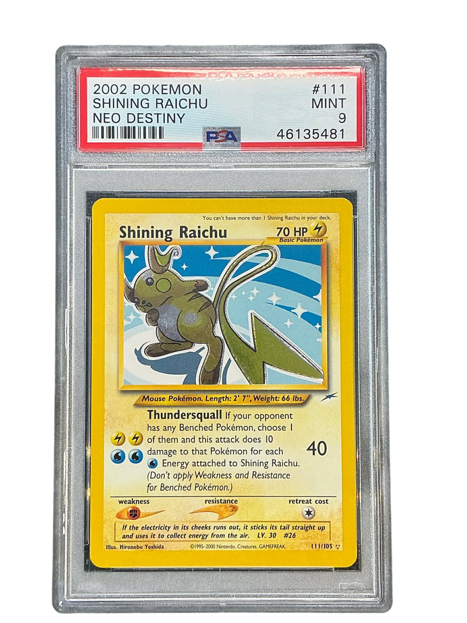 Neo Destiny 111 PSA9 #46135481 Shining Raichu - Unlimited Holofoil - Secret Rare