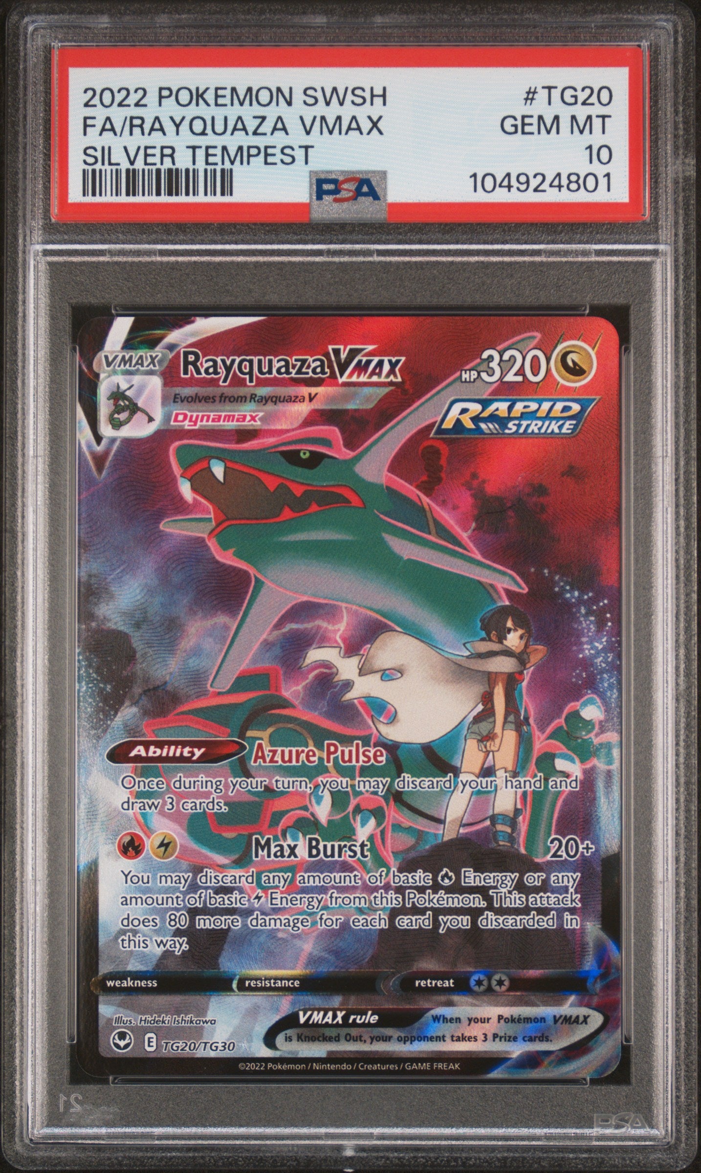 SWSH12 Silver Tempest Trainer Gallery TG20/TG30 PSA10 #104924801 Rayquaza VMAX - Holofoil - Ultra Rare