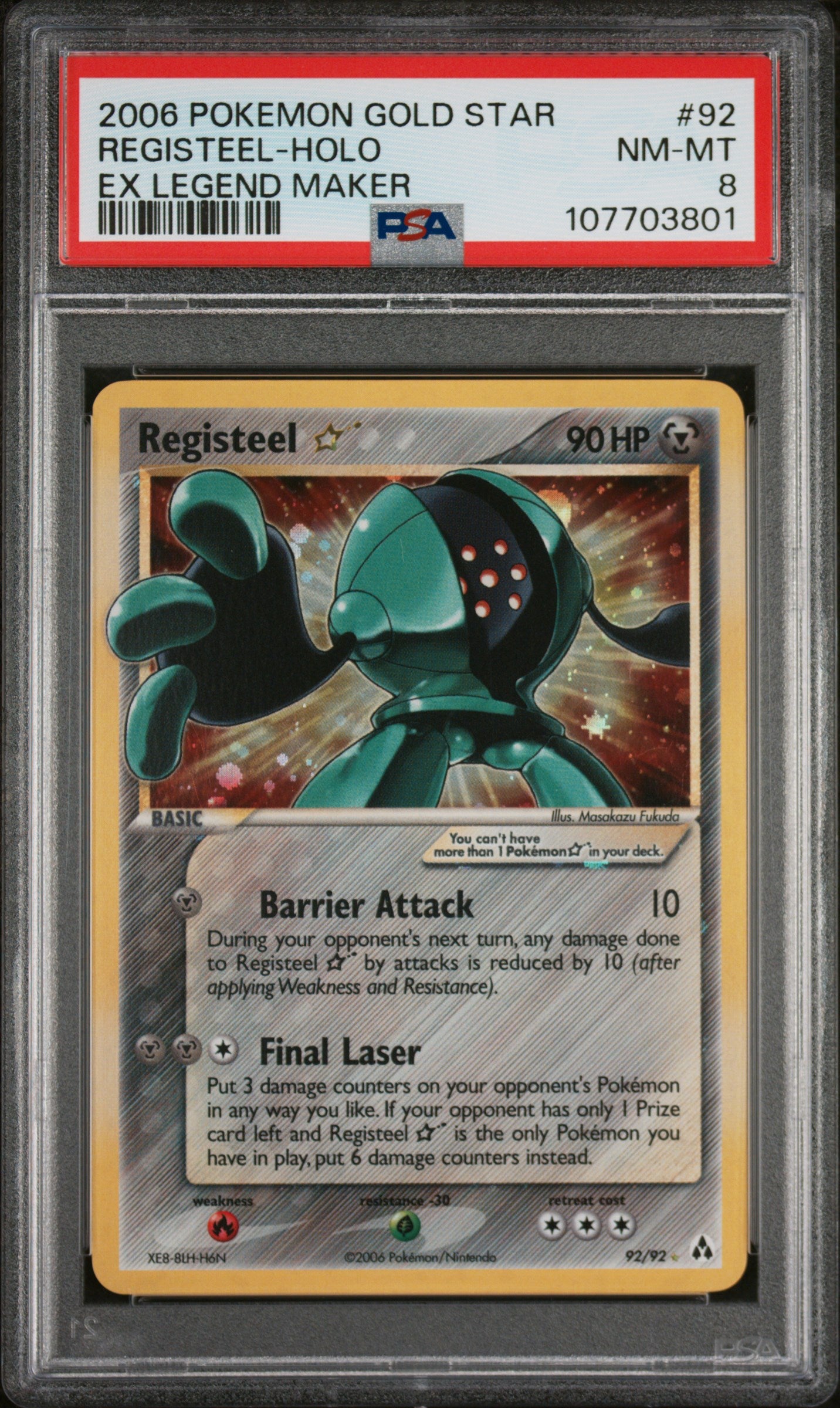 Legend Maker 092 PSA8 #107703801 Registeel Star - Holofoil - Ultra Rare