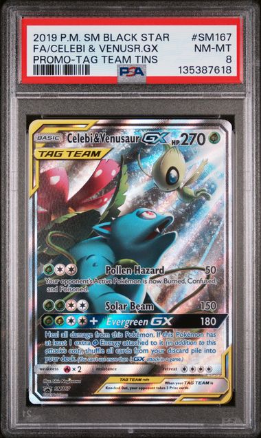 SM Promos SM167 PSA 8 #135387618 Celebi & Venusaur GX - Holofoil - Promo