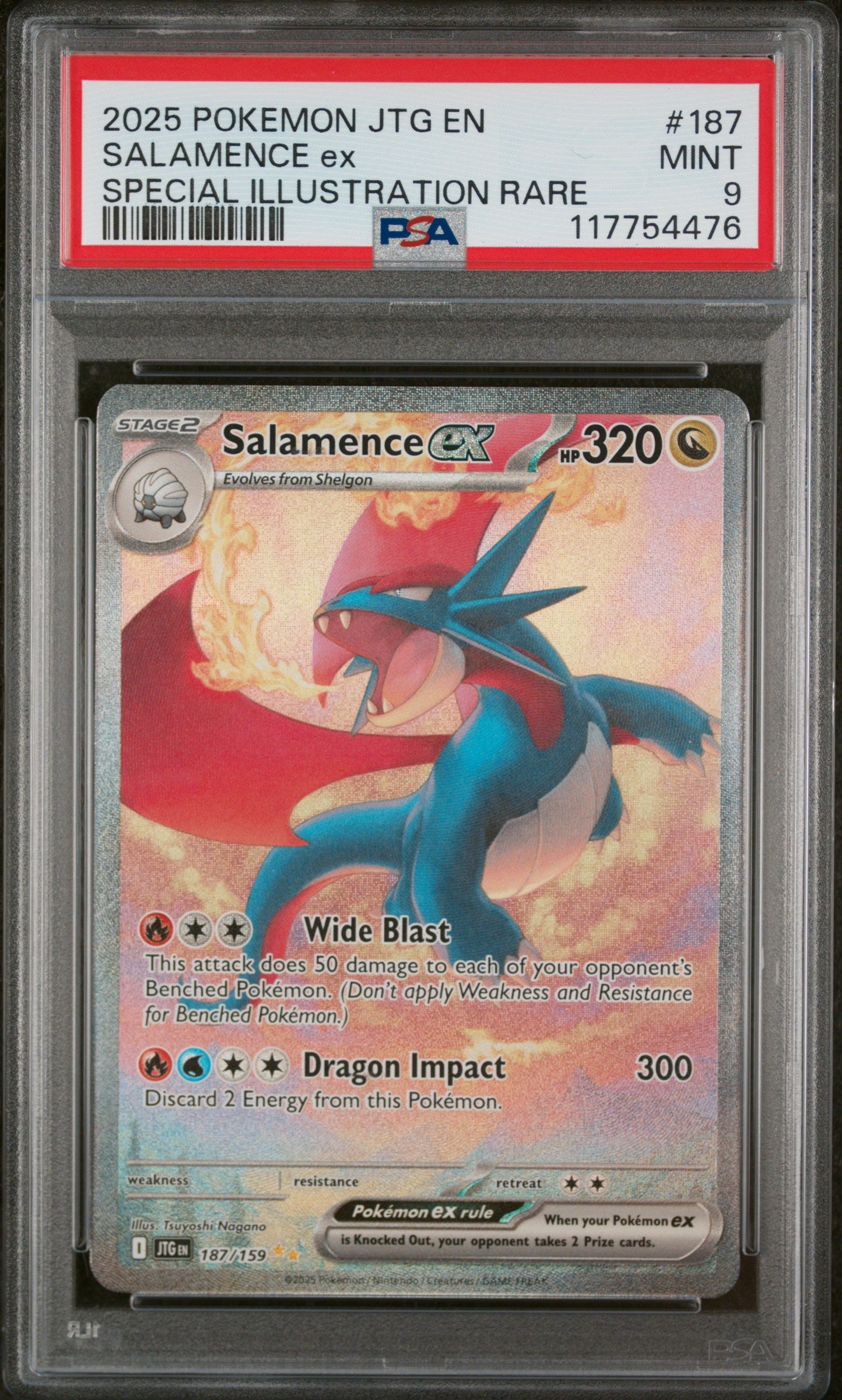 SV09 Journey Together 187/159 PSA 9 #117754476 Salamence ex - Holofoil - Special Illustration Rare