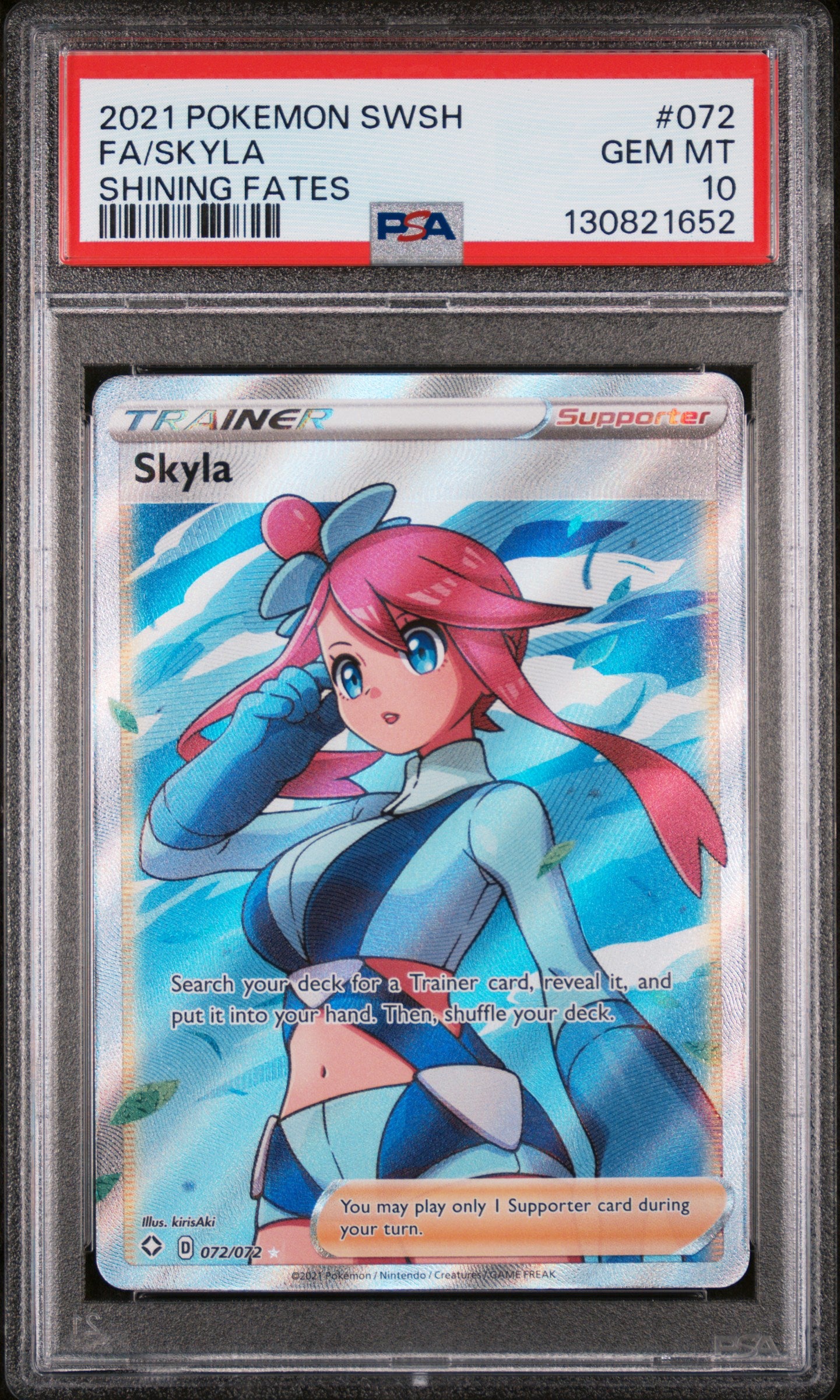 Shining Fates 072/072 PSA10 #130821652 Skyla (Full Art) - Holofoil - Ultra Rare
