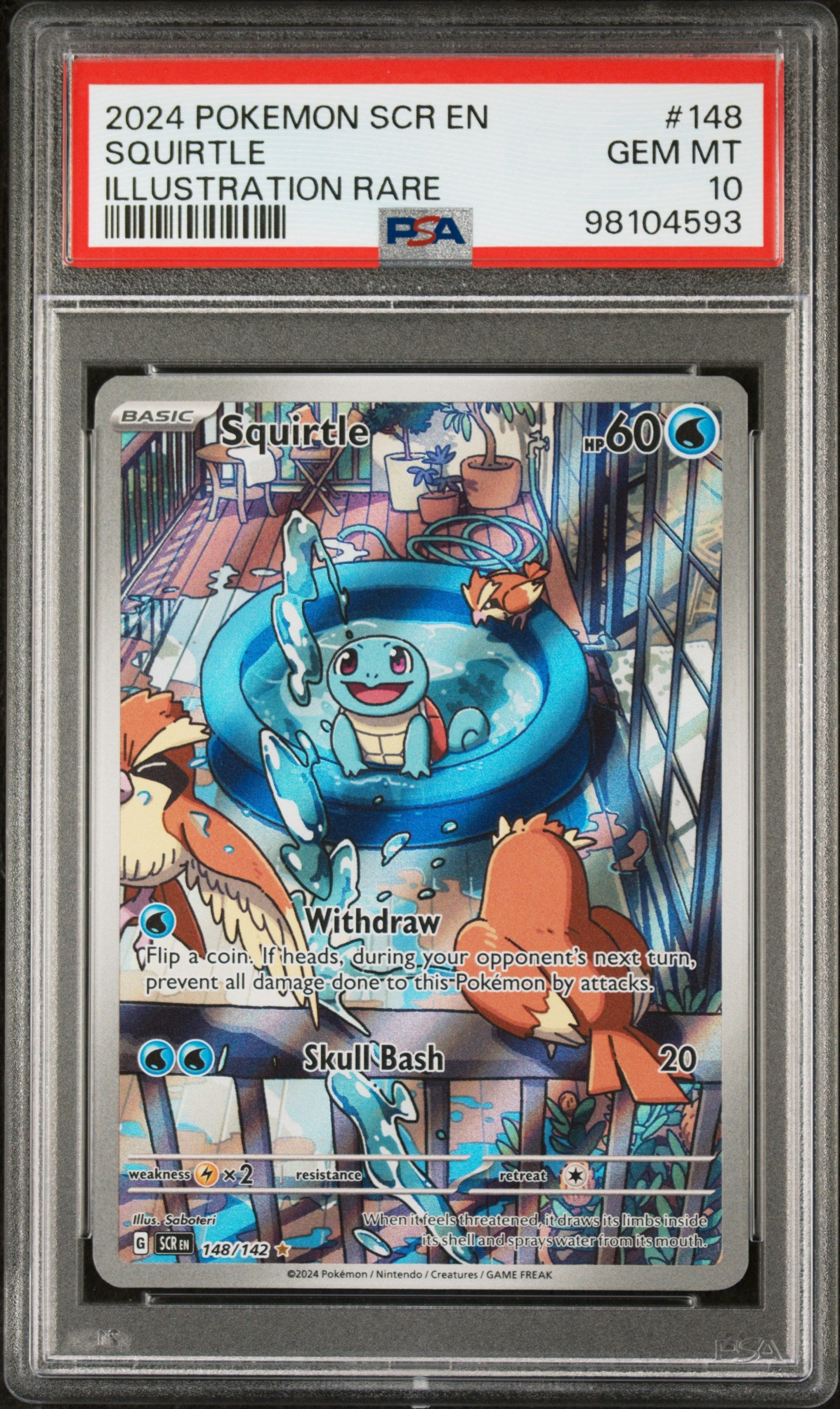 SV07 Stellar Crown 148/142 PSA10 #98104593 Squirtle - Holofoil - Illustration Rare (Small crack on the case edge)
