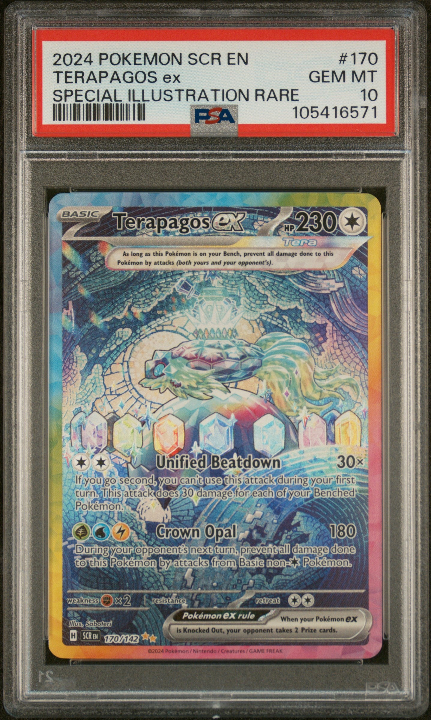 SV07 Stellar Crown 170/142 PSA10 #105416571 Terapagos ex - Holofoil - Special Illustration Rare