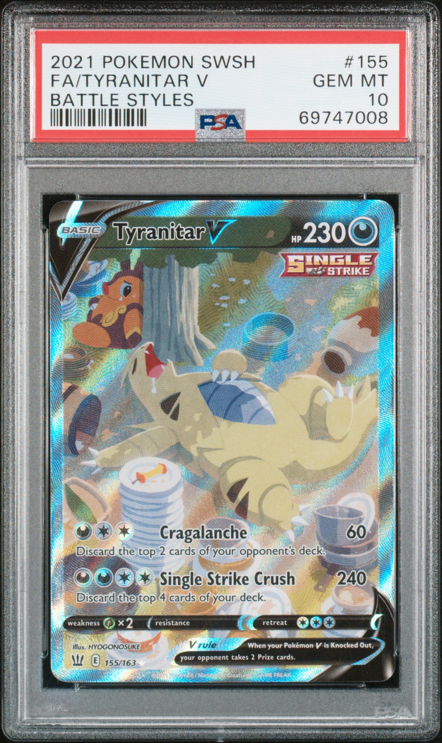 SWSH05 Battle Styles 155/163 PSA10 #69747008 Tyranitar V (Alternate Full Art) - Holofoil - Ultra Rare