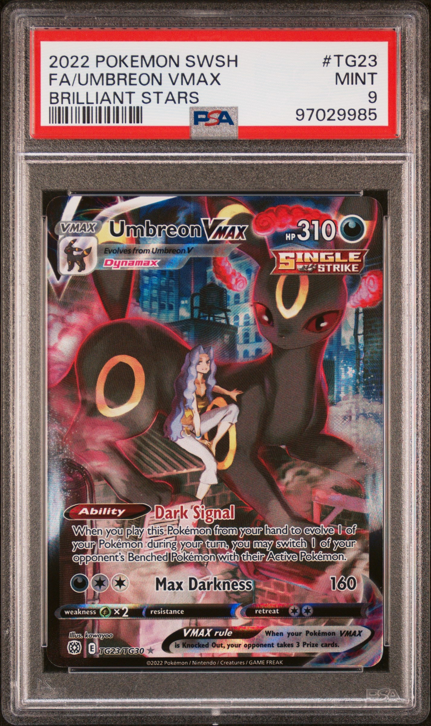 SWSH09 Brilliant Stars Trainer Gallery TG23/TG30 PSA9 #97029985 Umbreon VMAX - Holofoil - Ultra Rare