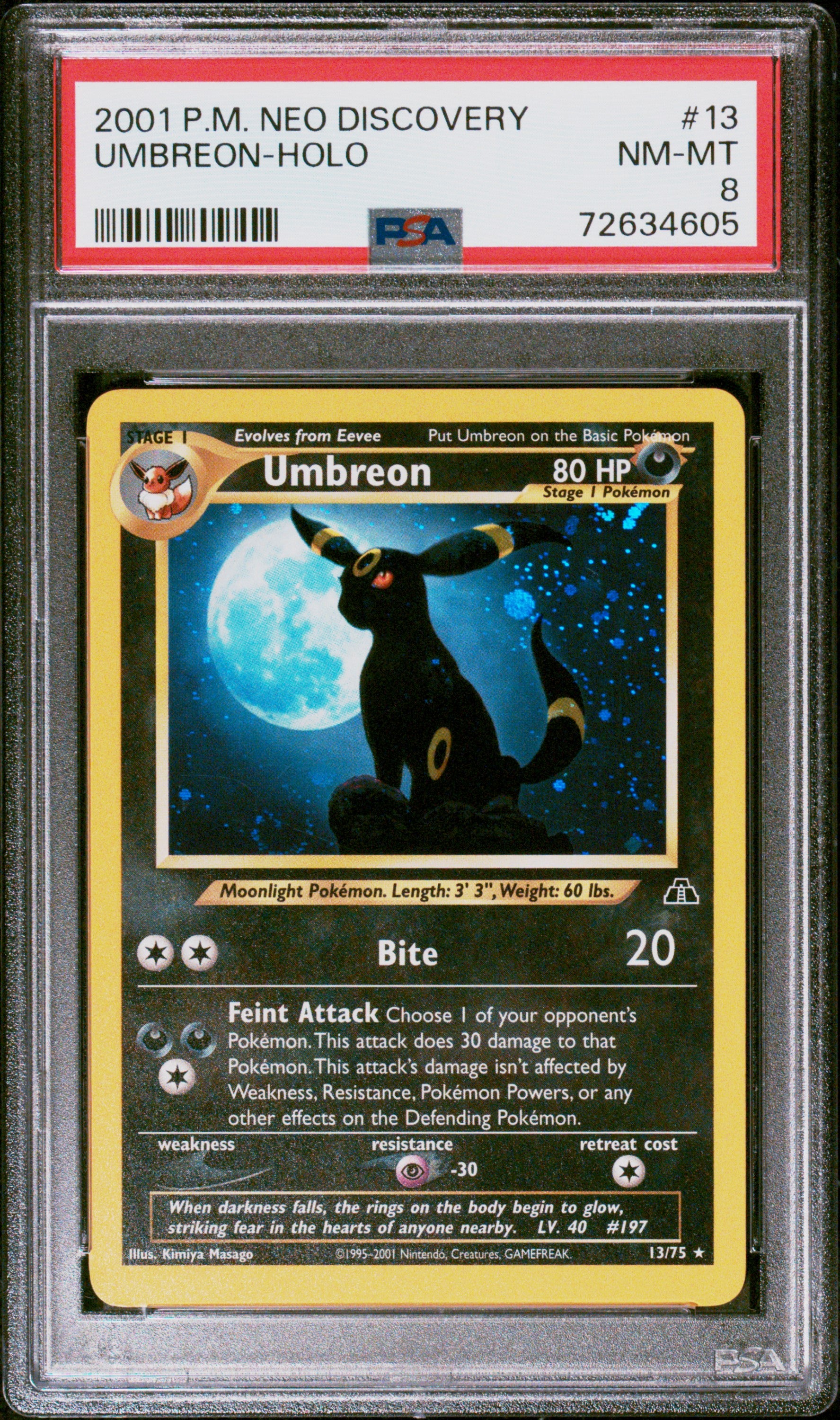 Neo Discovery 013/75 PSA8 #72634605 Umbreon (13) - Unlimited Holofoil - Holo Rare