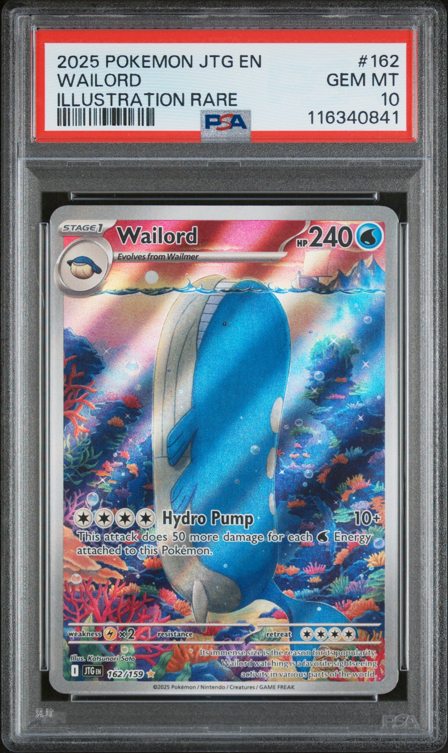 SV09 Journey Together 162/159 PSA10 #116340841 Wailord - Holofoil - Illustration Rare