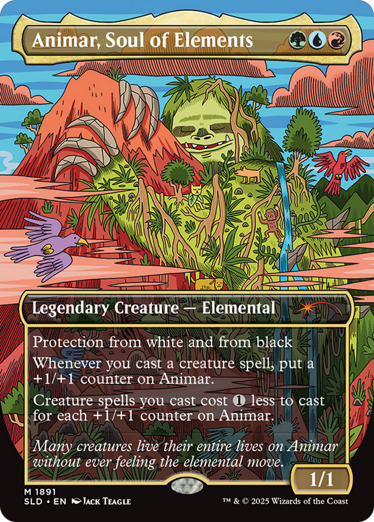 Secret Lair Drop - (SLD-1891) - Animar, Soul of Elements (1891) (Rainbow Foil) (Borderless) Foil