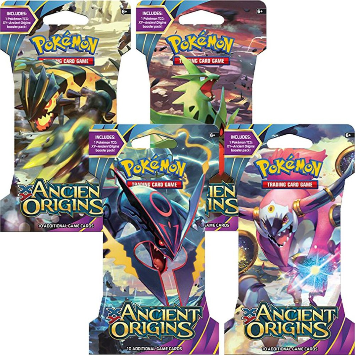 Pokemon XY - XY07 - Ancient Origins Sleeved Booster Pack Art Set (4 Packs)