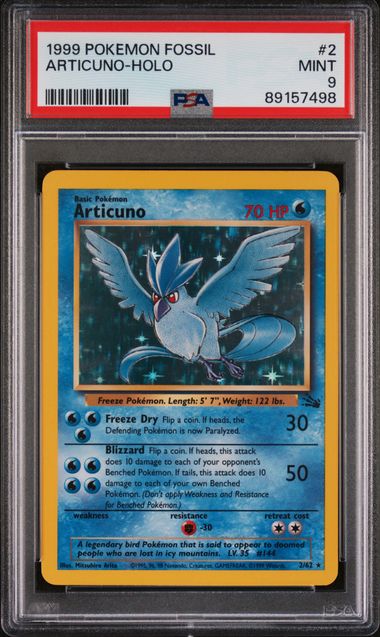 1999 articuno pokemon card value 1999 POKEMON FOSSIL #2 PSA 9 #89157498 ARTICUNO-HOLO – BeardyCards