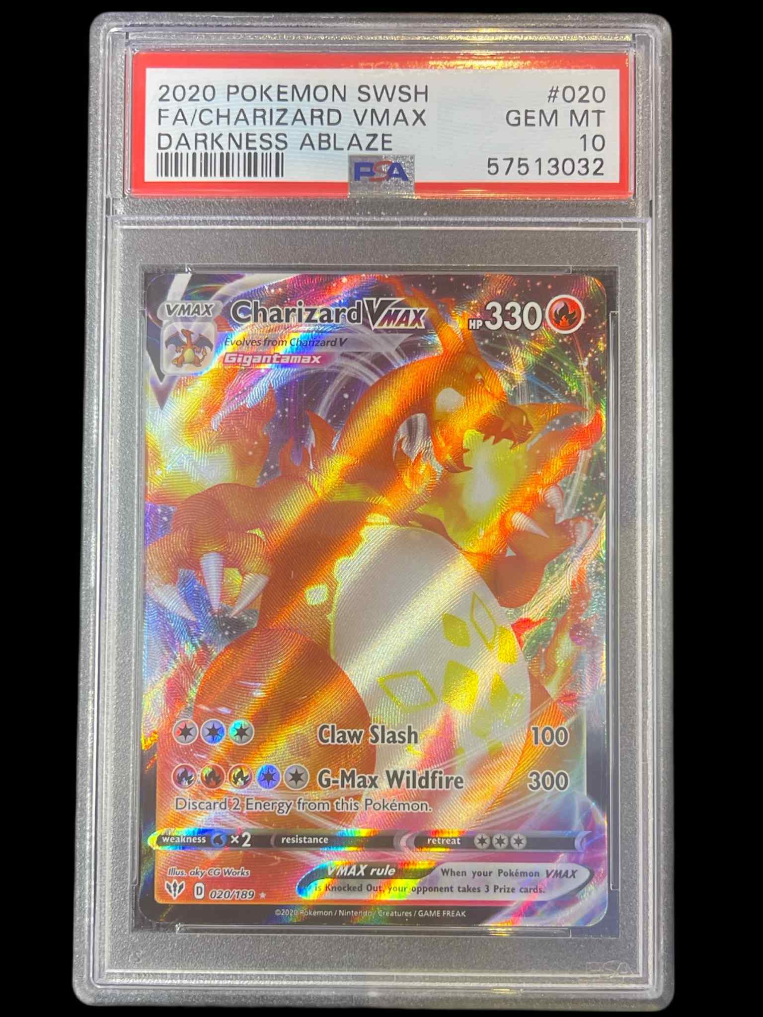 SWSH03 Darkness Ablaze 020/189 PSA10 #57513032 Charizard VMAX - Holofoil - Ultra Rare