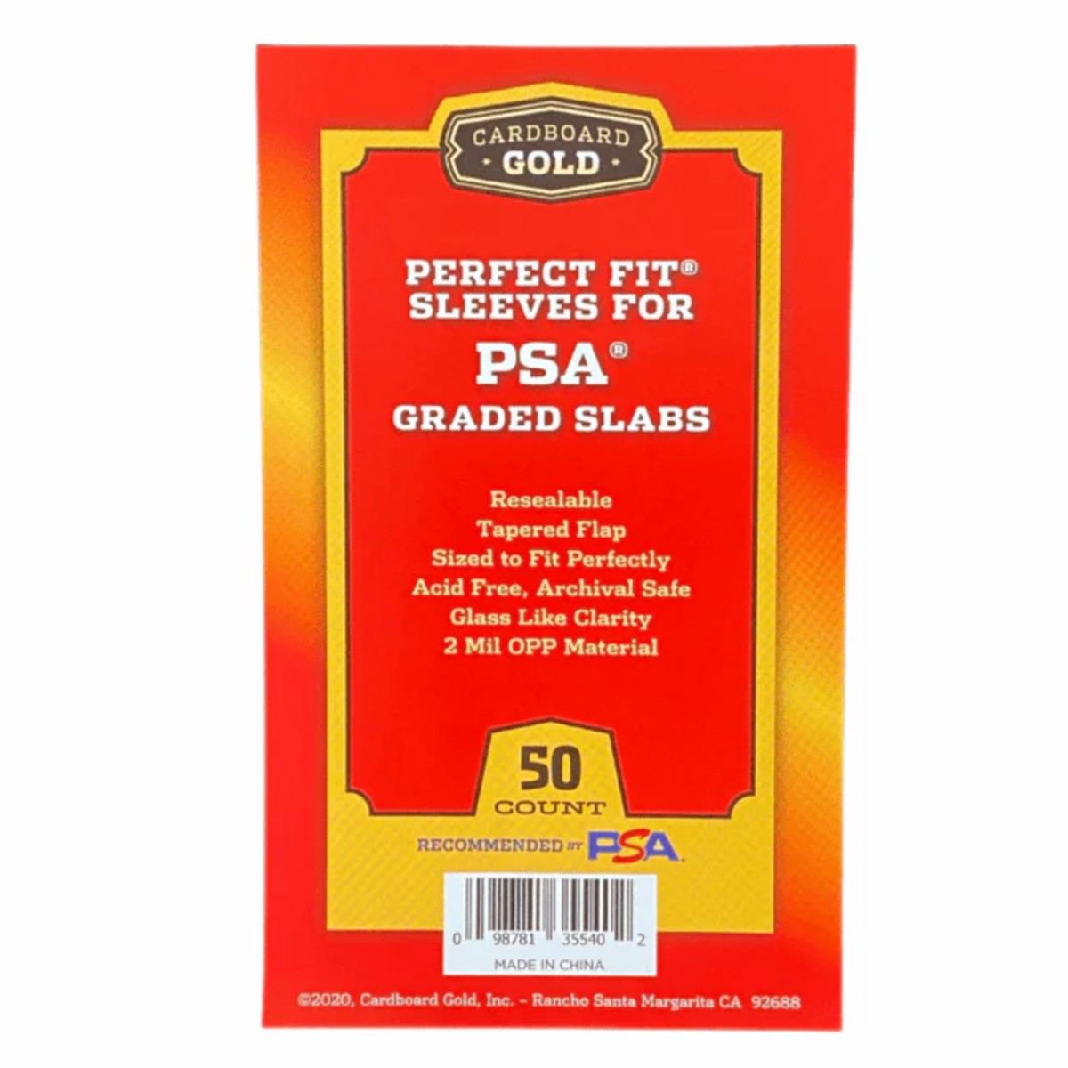 Cardboard Gold Perfect Fit Sleeves For PSA Graded Cards With PSA Logo