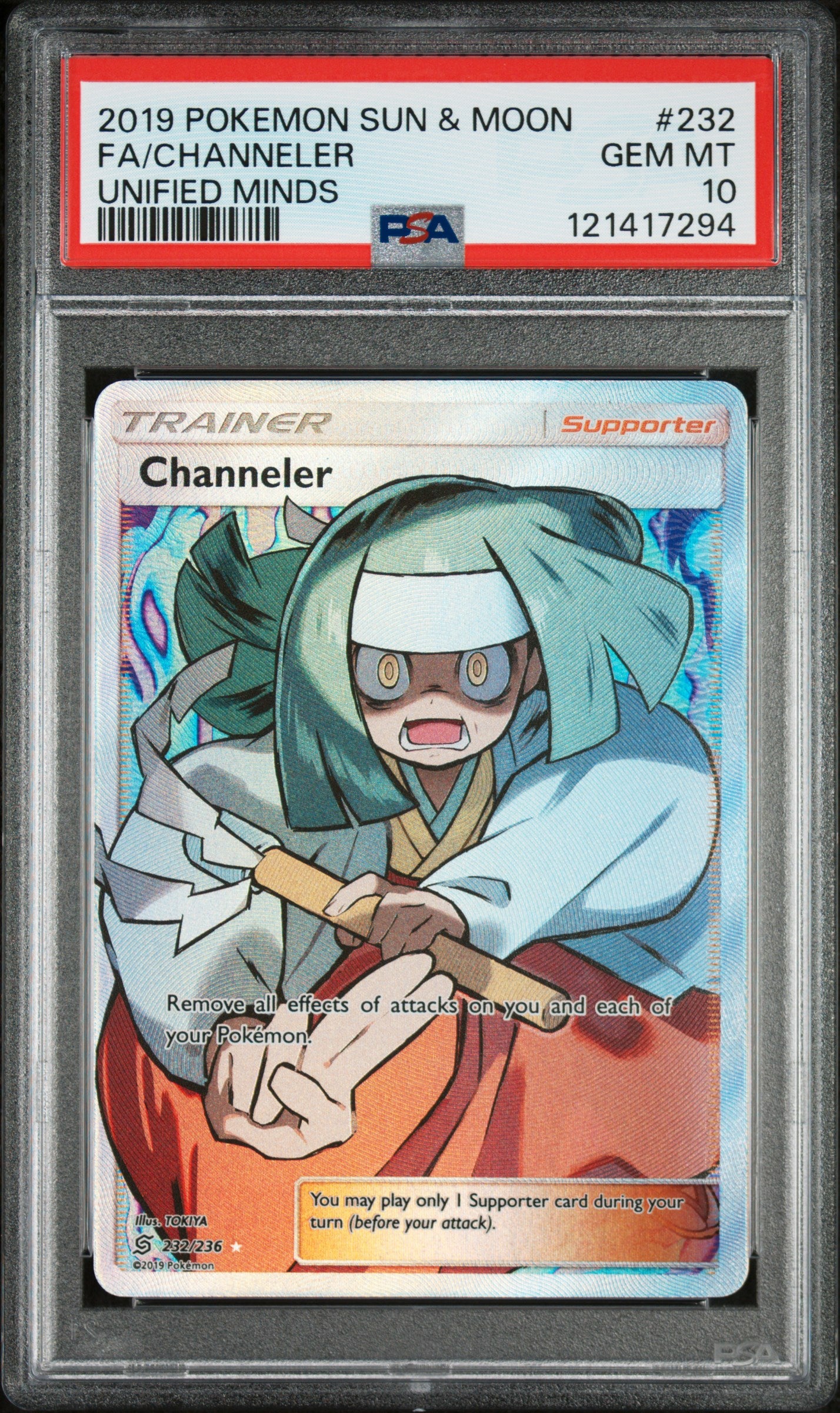 SM Unified Minds 232 PSA 10 #121417294 Channeler (Full Art) - Holofoil - Ultra Rare